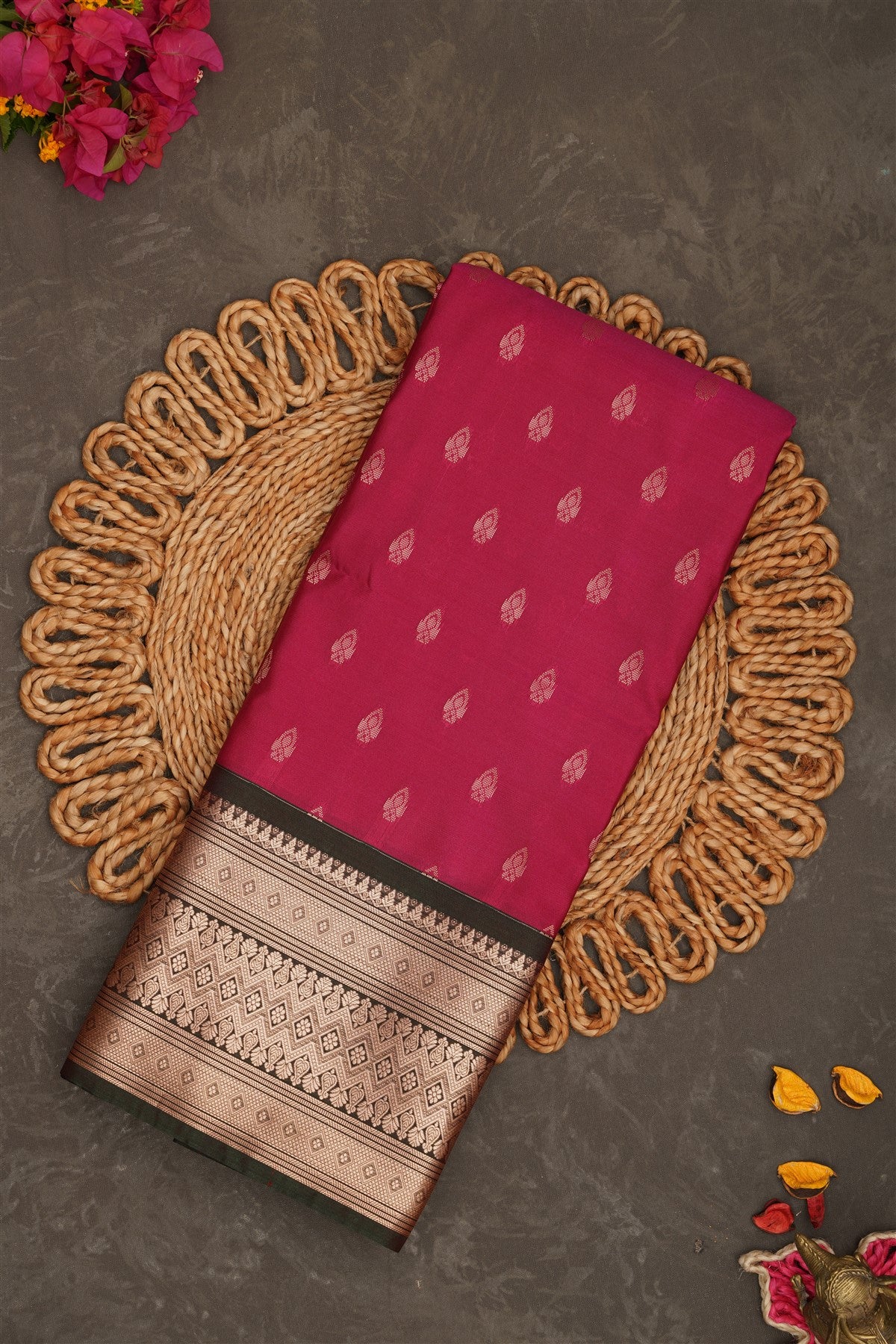 Semi Pattu Silk Blend Pink Saree