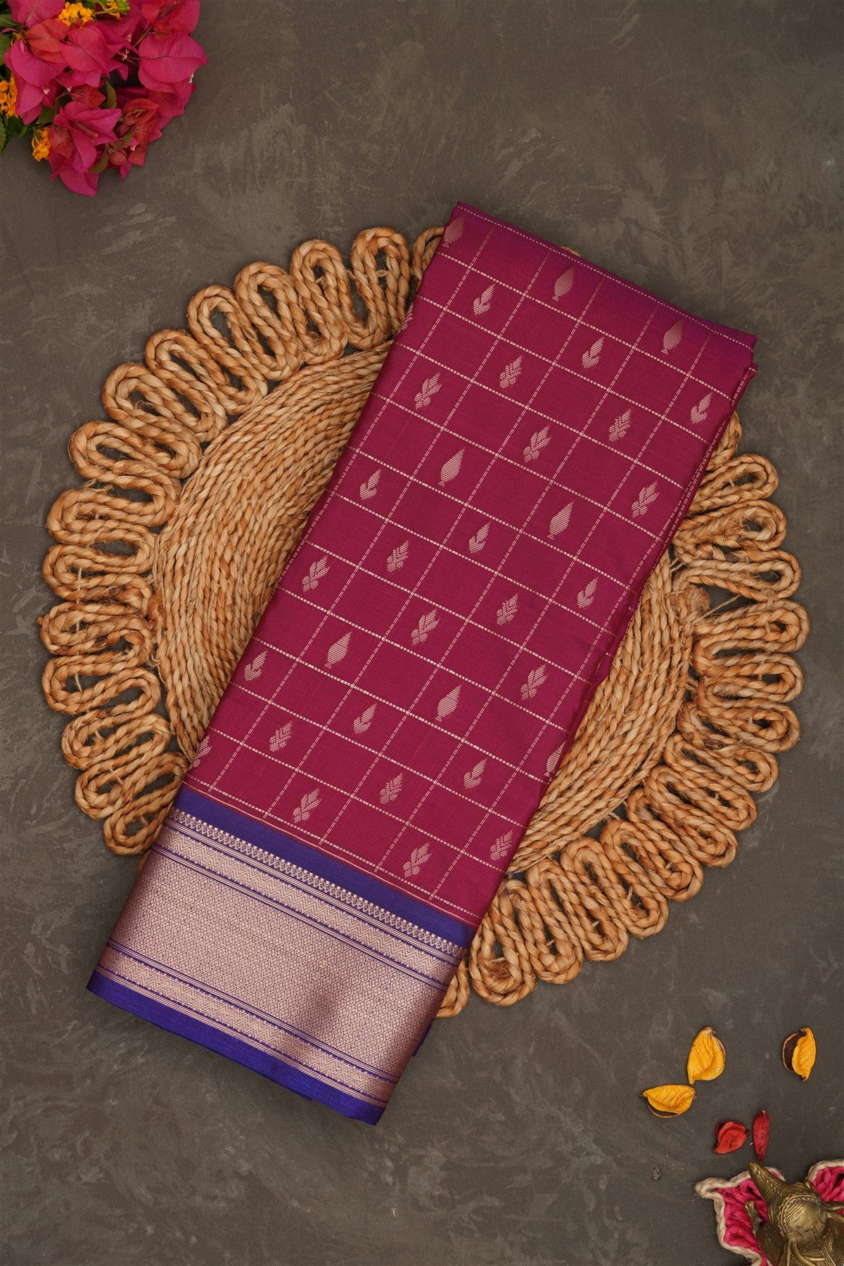Semi Pattu Silk Blend Purple Saree