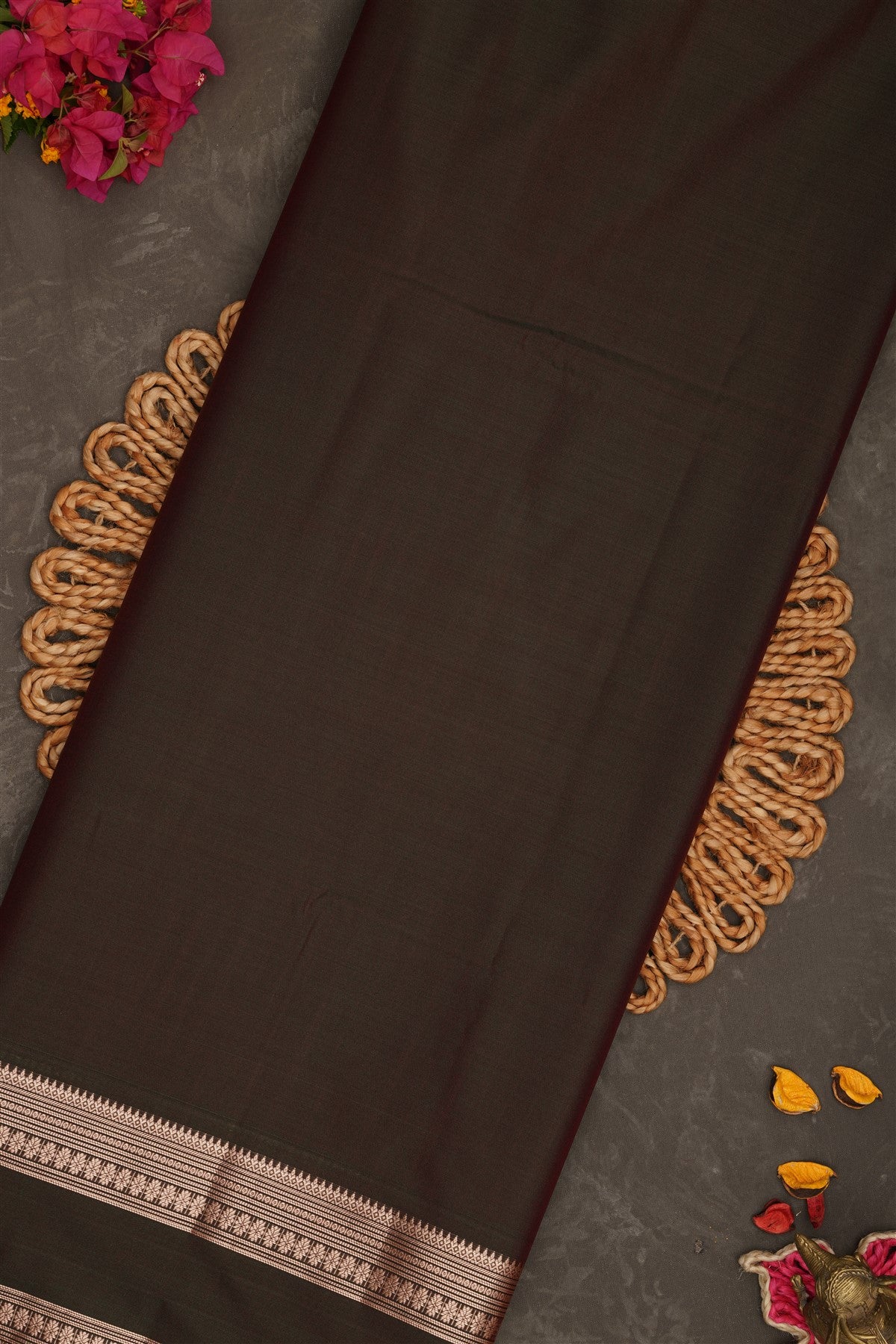 Semi Pattu Silk Blend Rust Saree