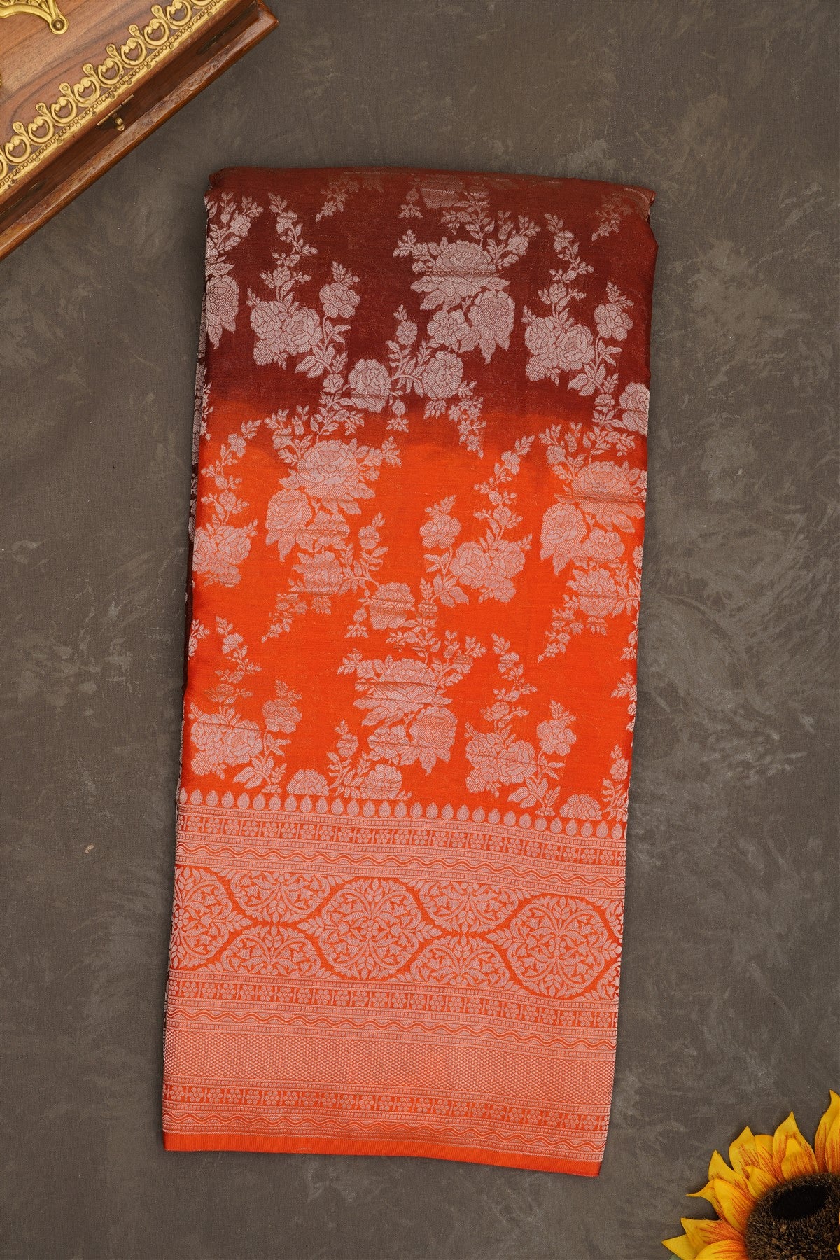 Banarasi Georgette Brown Saree