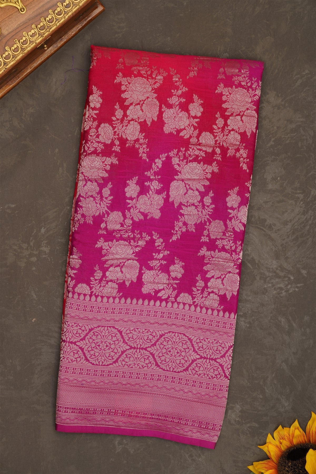 Banarasi Georgette Dark Pink Saree