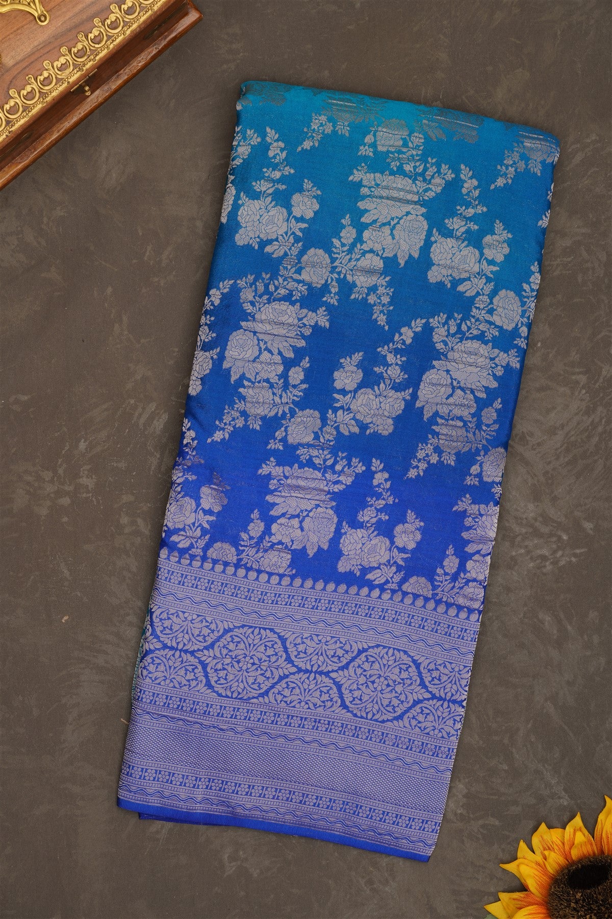Banarasi Georgette Teal Saree