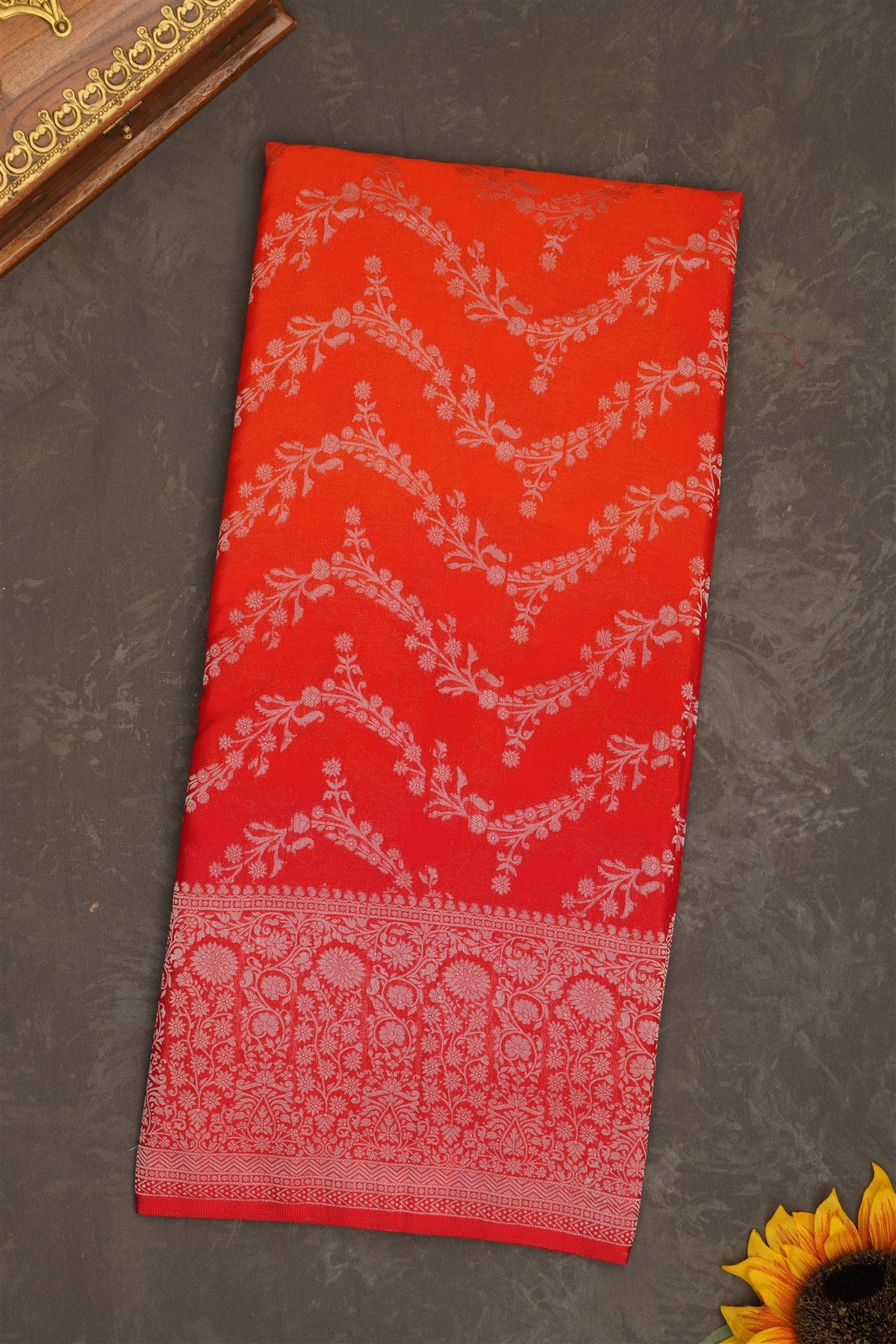 Banarasi Georgette Orange Saree