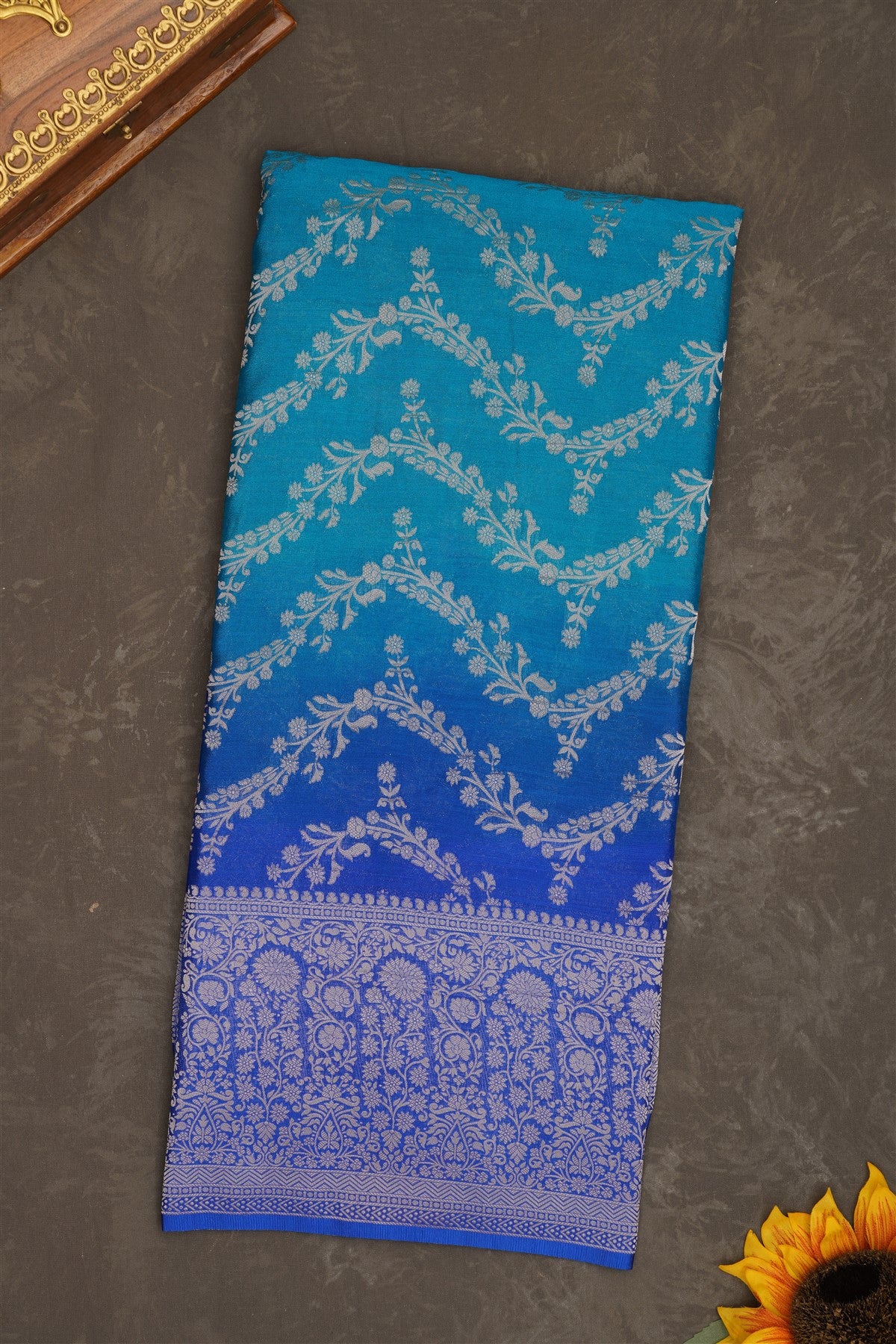 Banarasi Georgette Teal Saree
