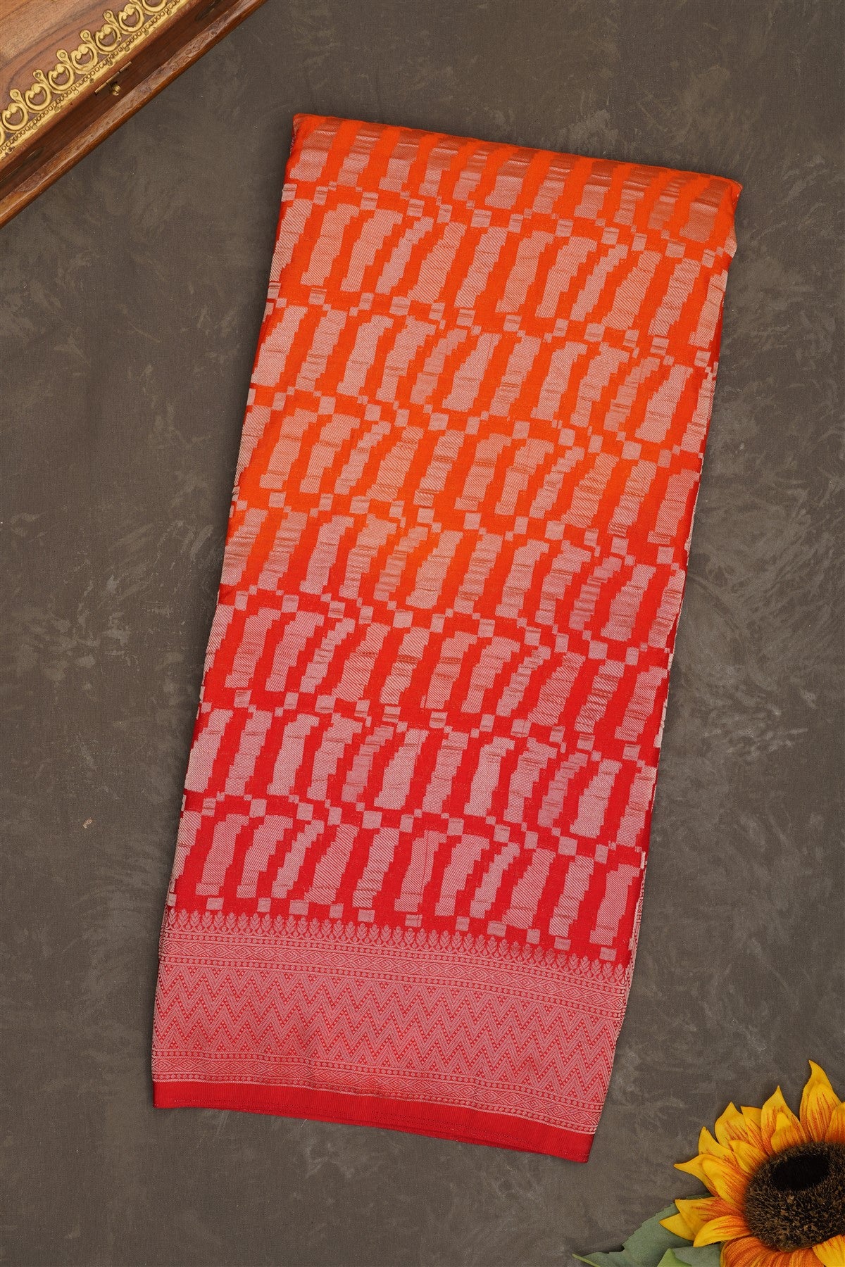 Banarasi Georgette Orange Saree
