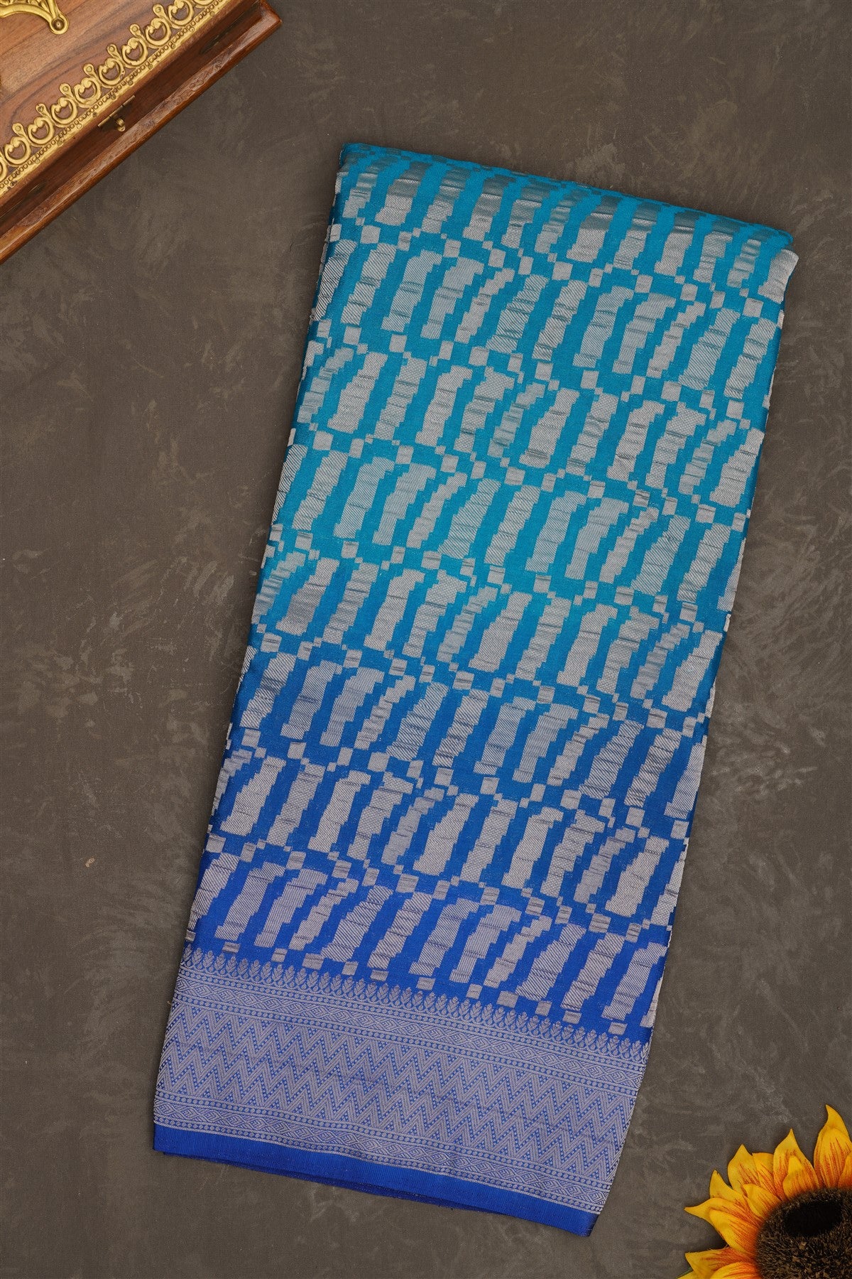 Banarasi Georgette Teal Saree