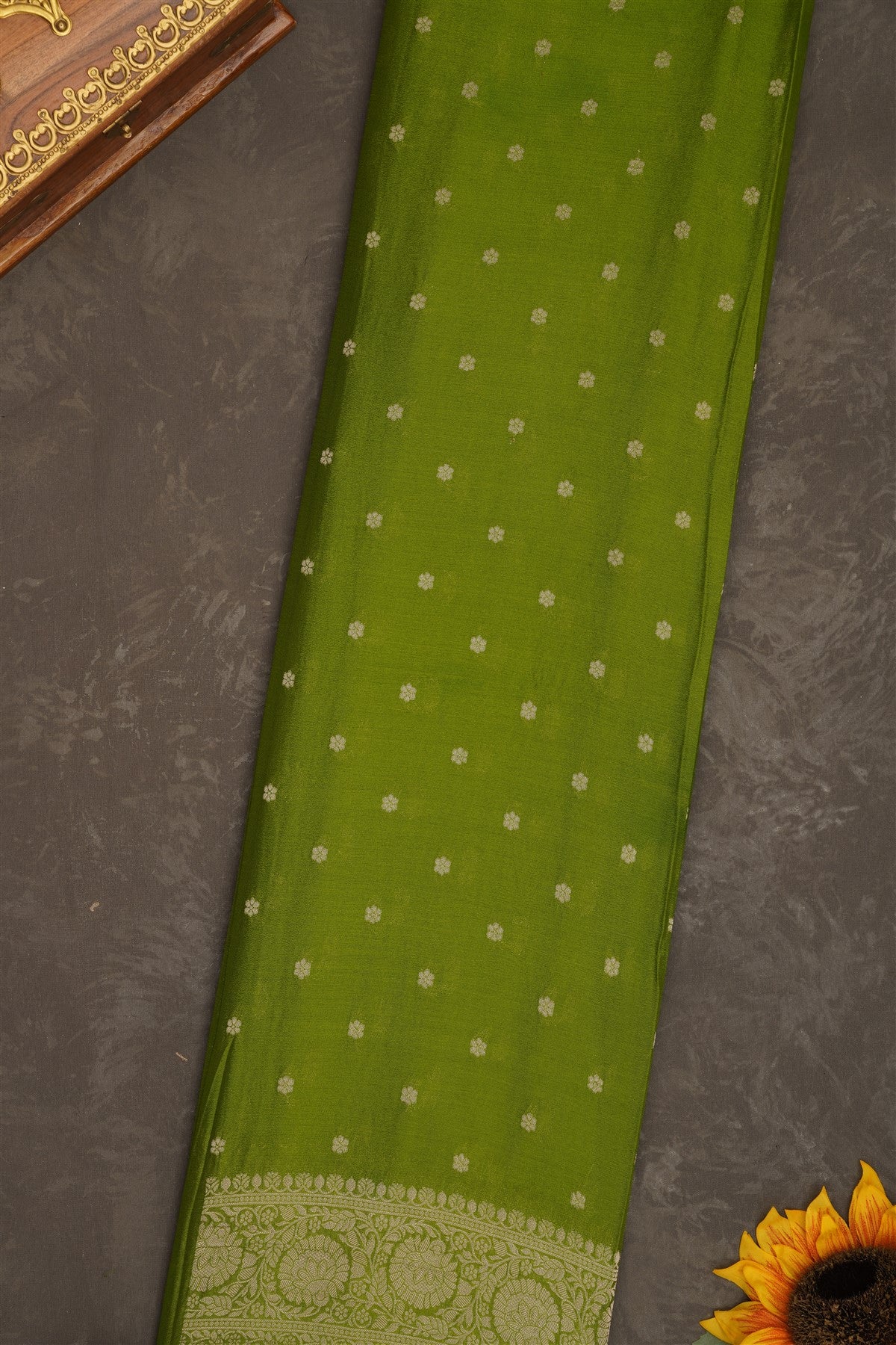 Banarasi Georgette Olive Green Saree