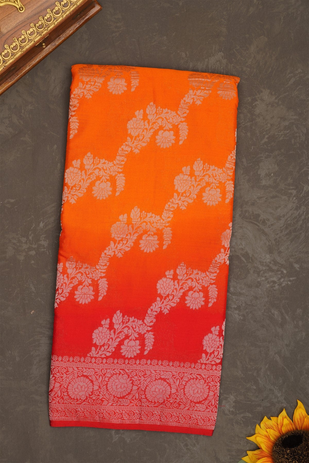 Banarasi Georgette Orange Saree