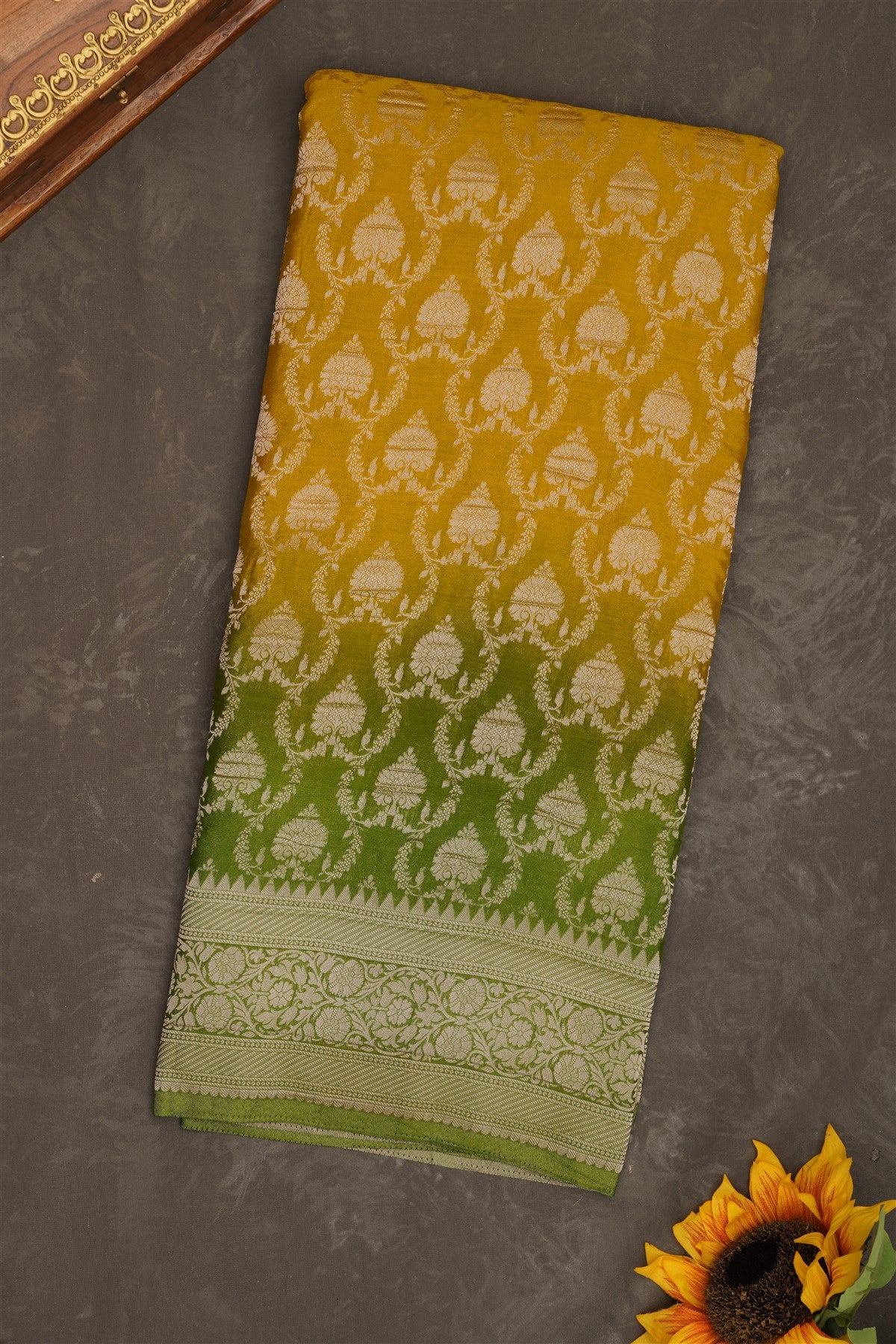 Banarasi Georgette Olive Green Saree