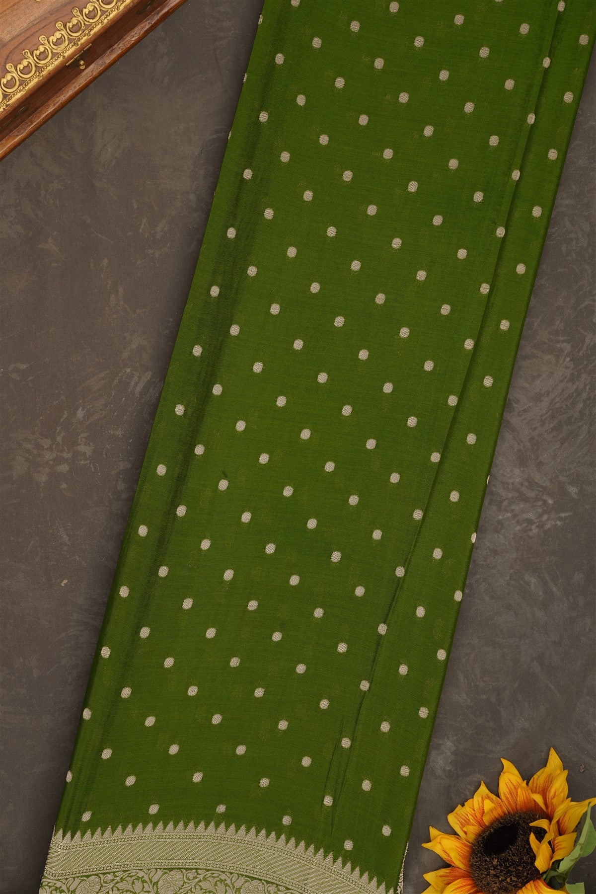Banarasi Georgette Olive Green Saree