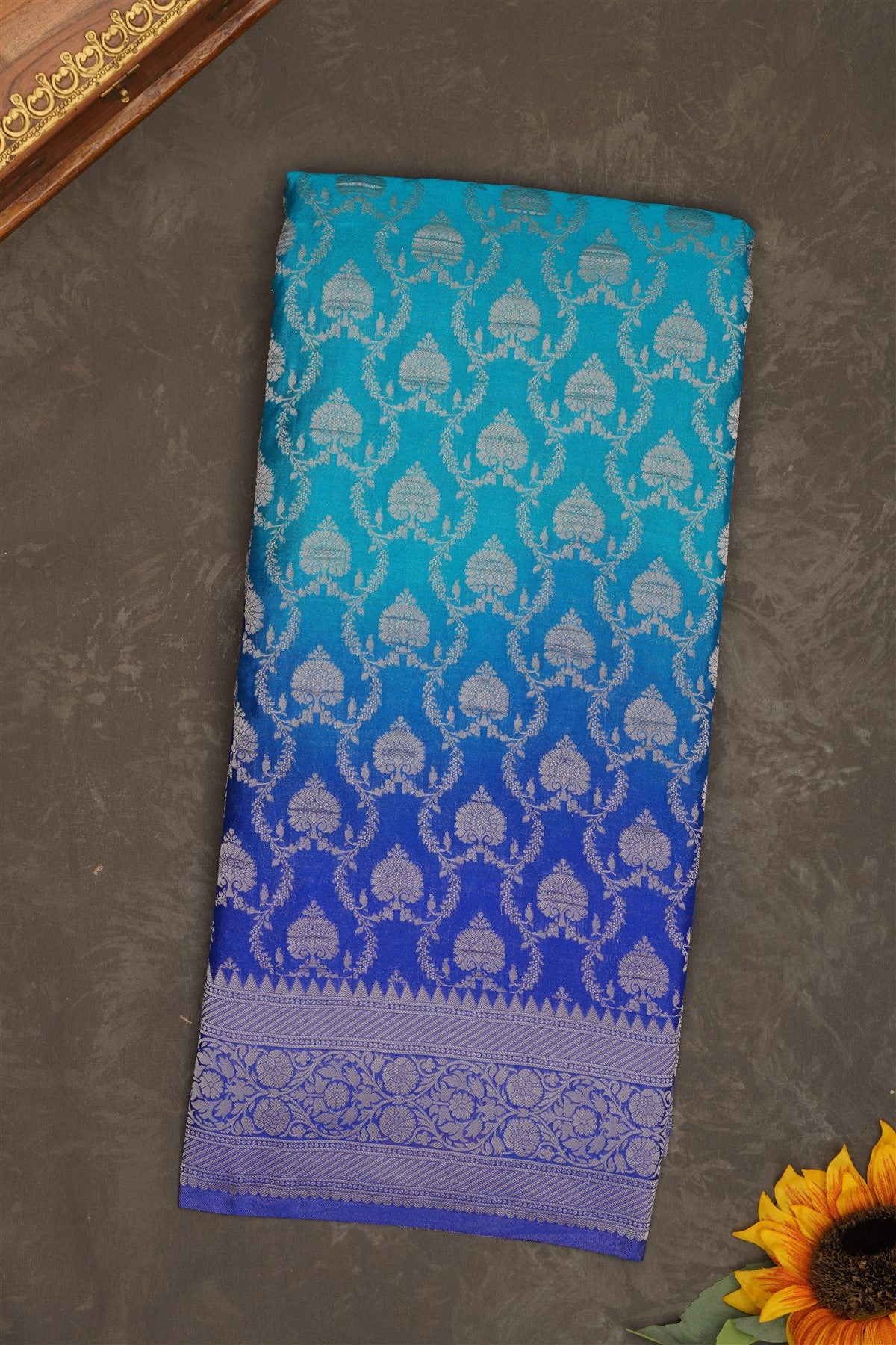 Banarasi Georgette Teal Saree