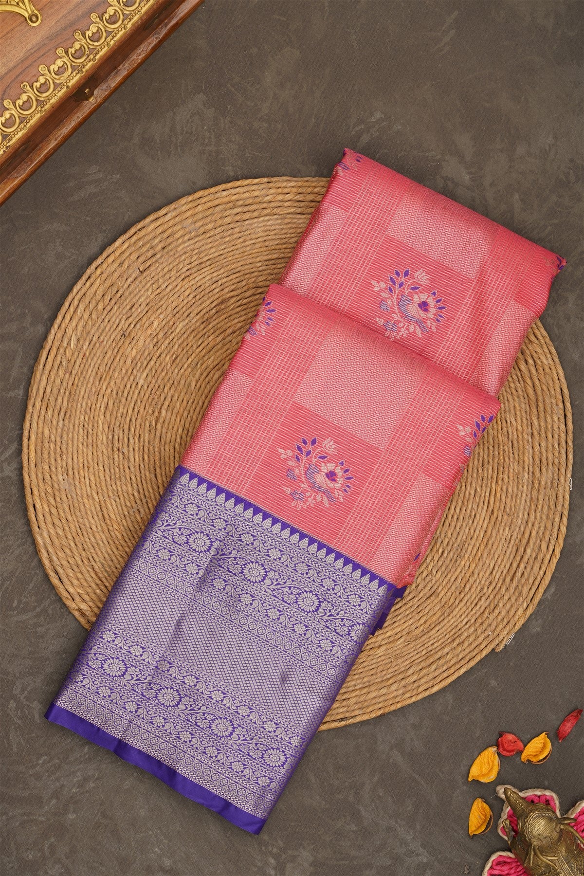 Semi Kanchipuram Silk Light Pink Saree