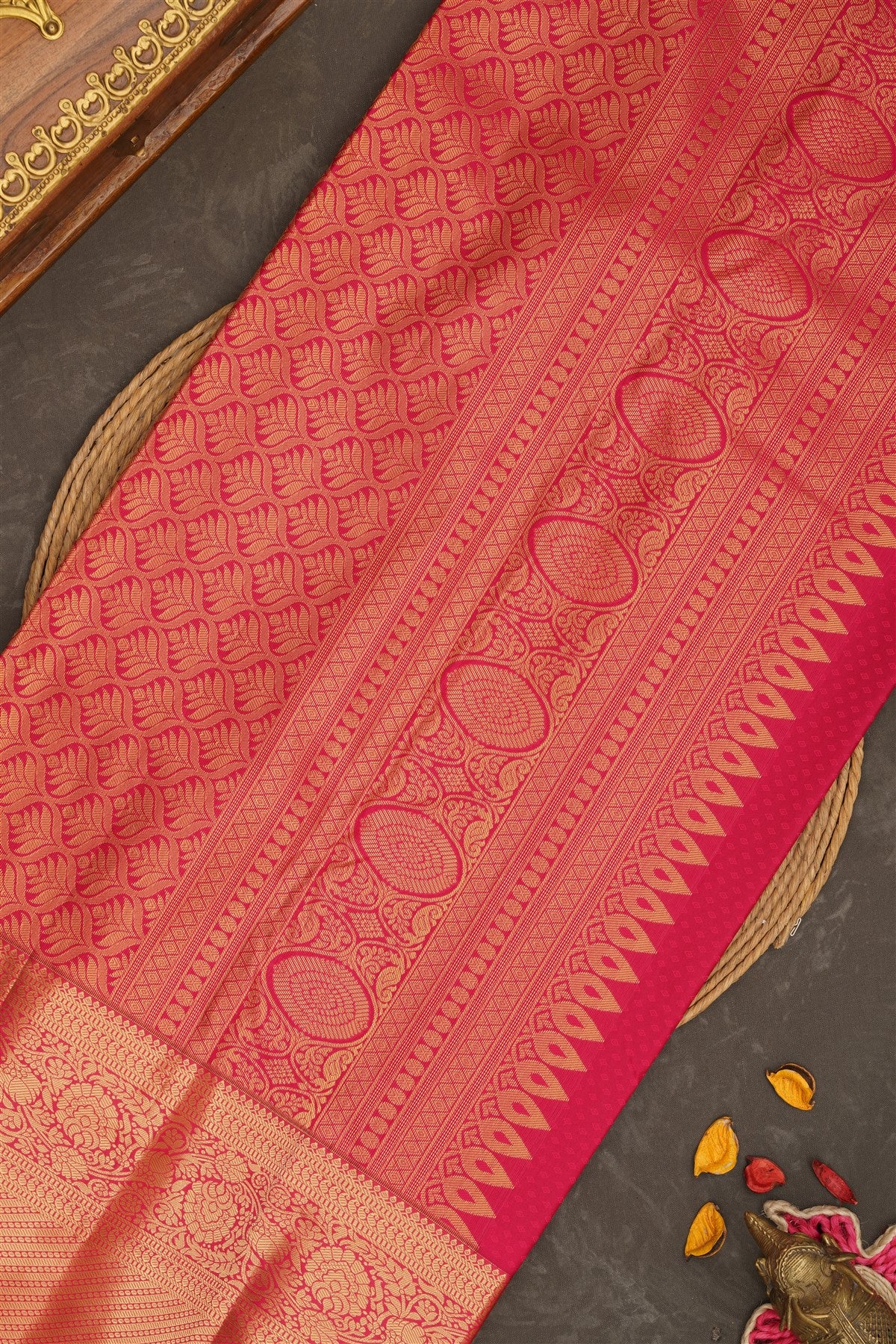 Semi Kanchipuram Silk Navy Blue Saree