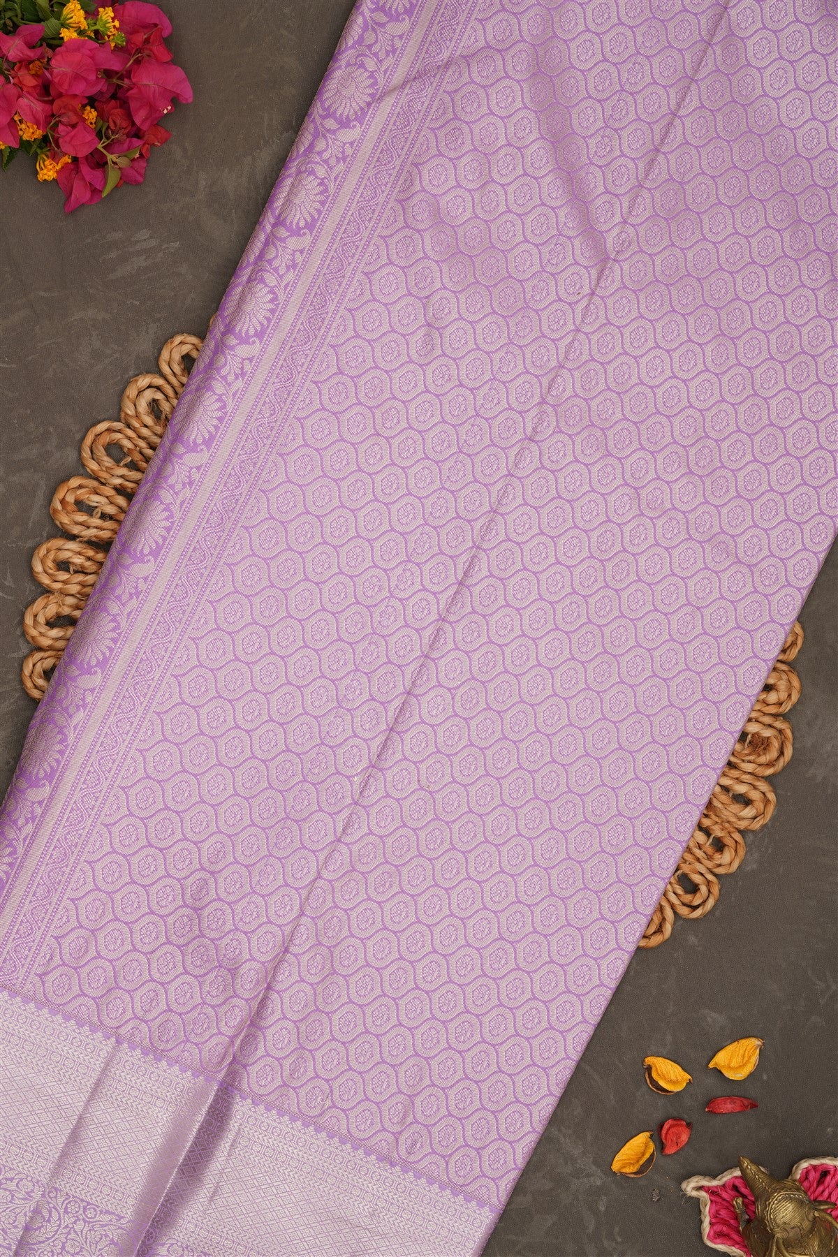 Semi Kanchipuram Silk Orange Saree