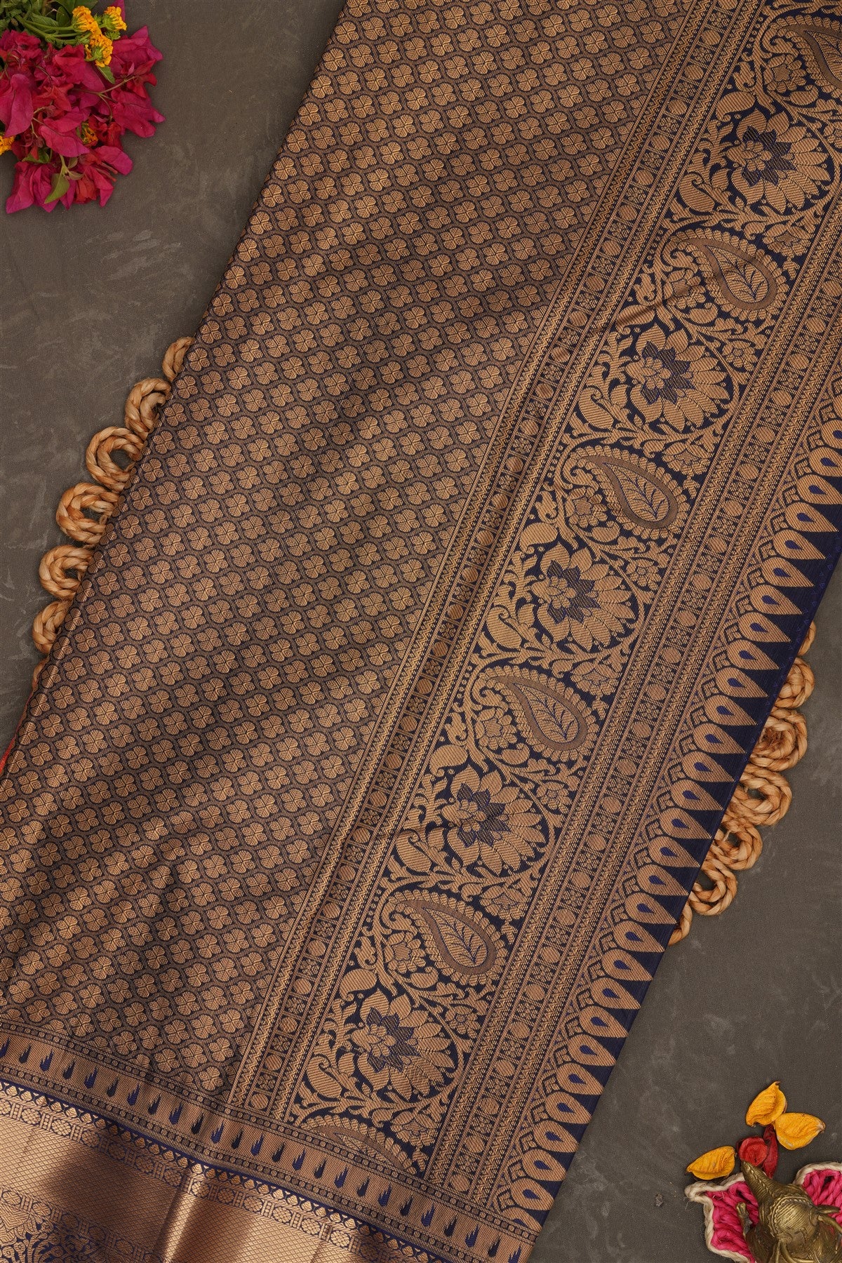 Semi Kanchipuram Silk Peach Saree