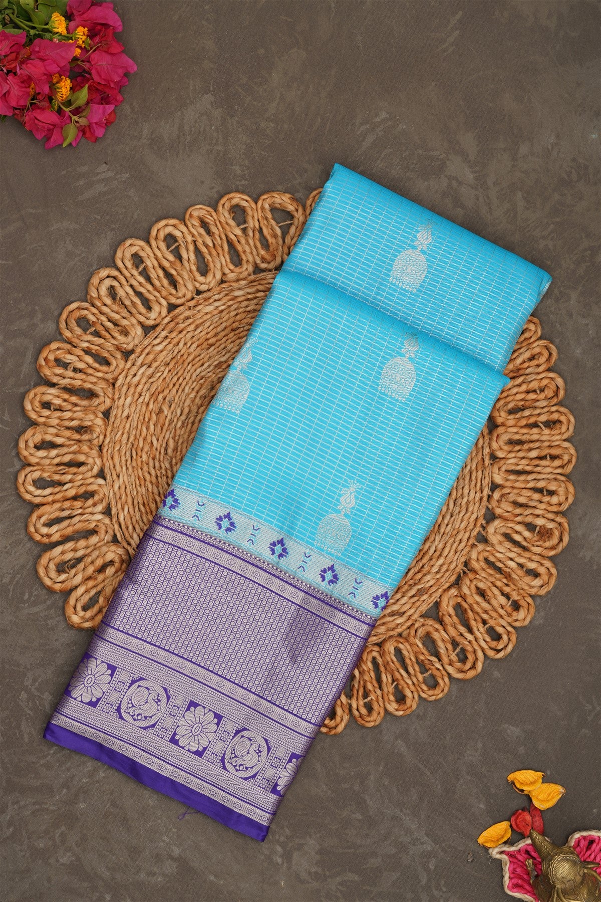 Semi Kanchipuram Silk Blue Saree