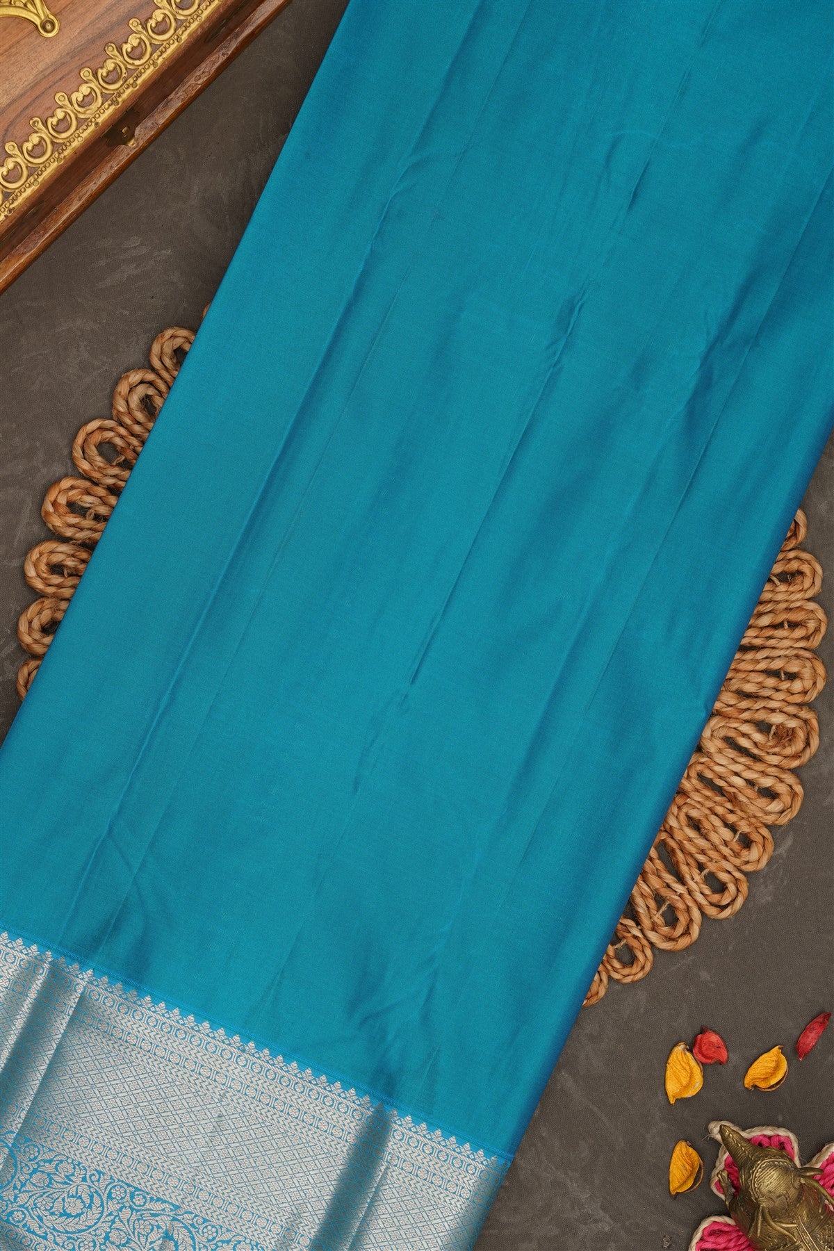 Semi Kanchipuram Silk Navy Blue Saree