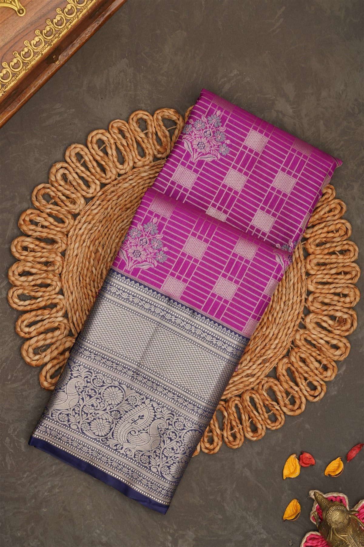 Semi Kanchipuram Silk Purple Saree
