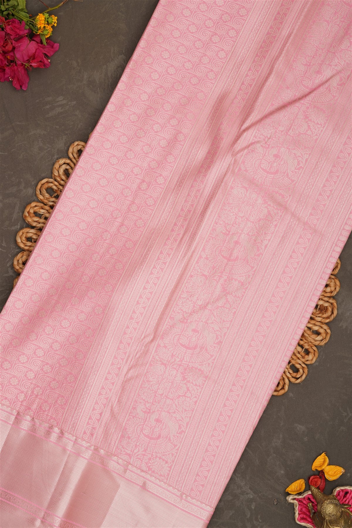 Semi Kanchipuram Silk Green Saree