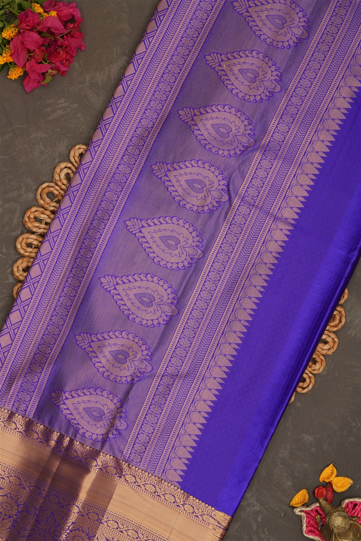 Semi Kanchipuram Silk Green Saree