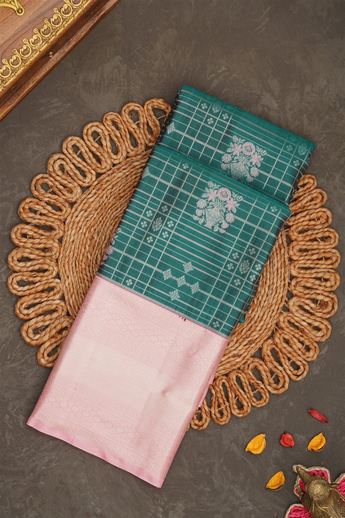 Semi Kanchipuram Silk Light Green Saree