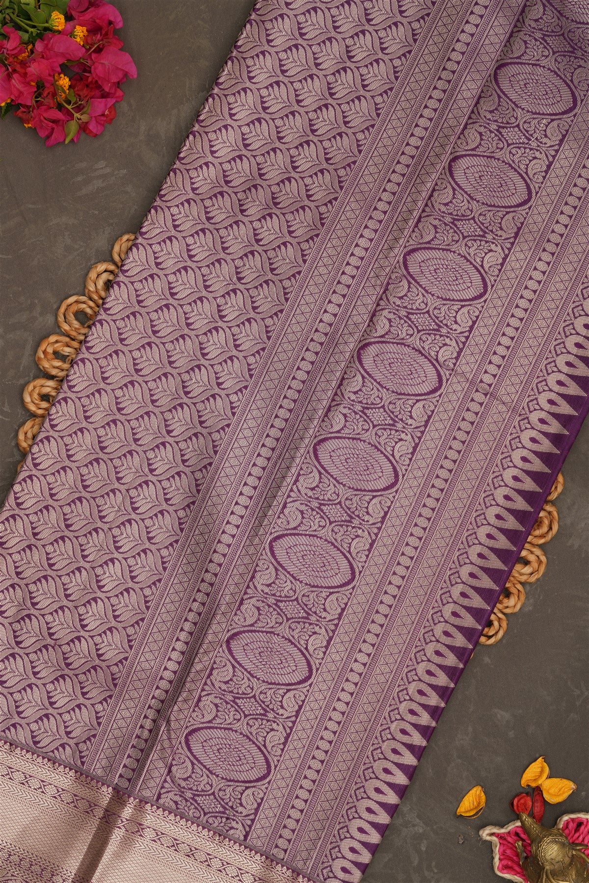 Semi Kanchipuram Silk Peach Saree