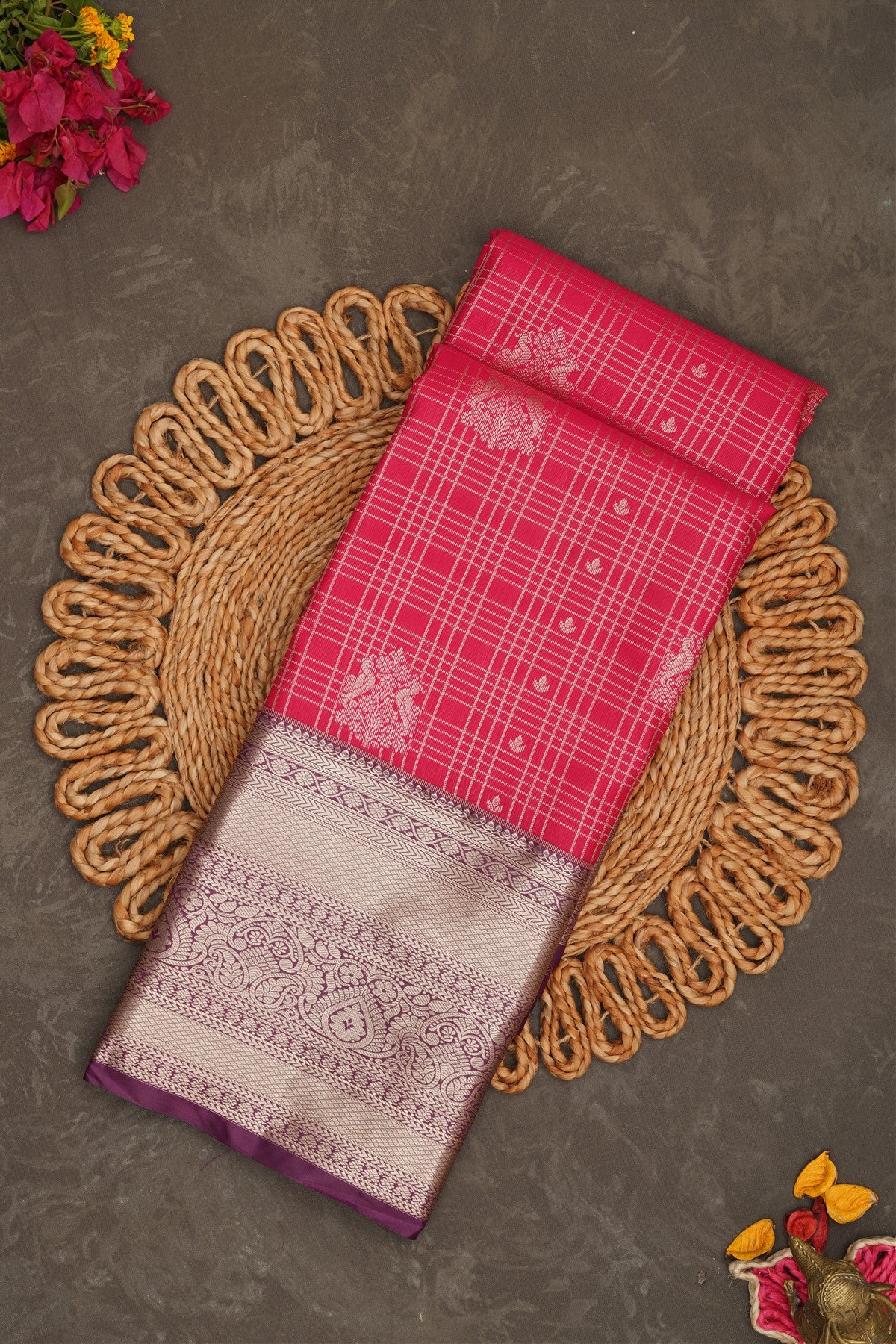 Semi Kanchipuram Silk Pink Saree