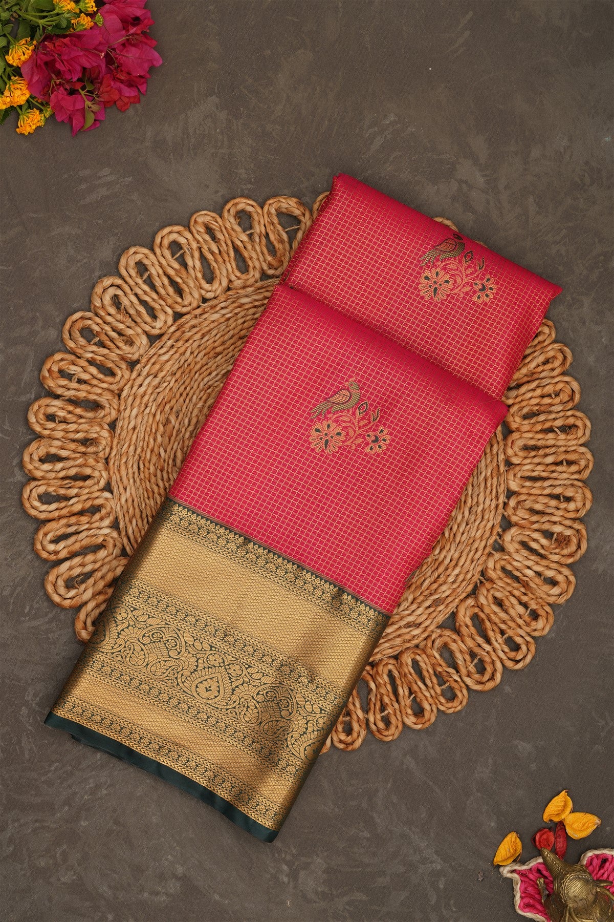 Semi Kanchipuram Silk Pink Saree