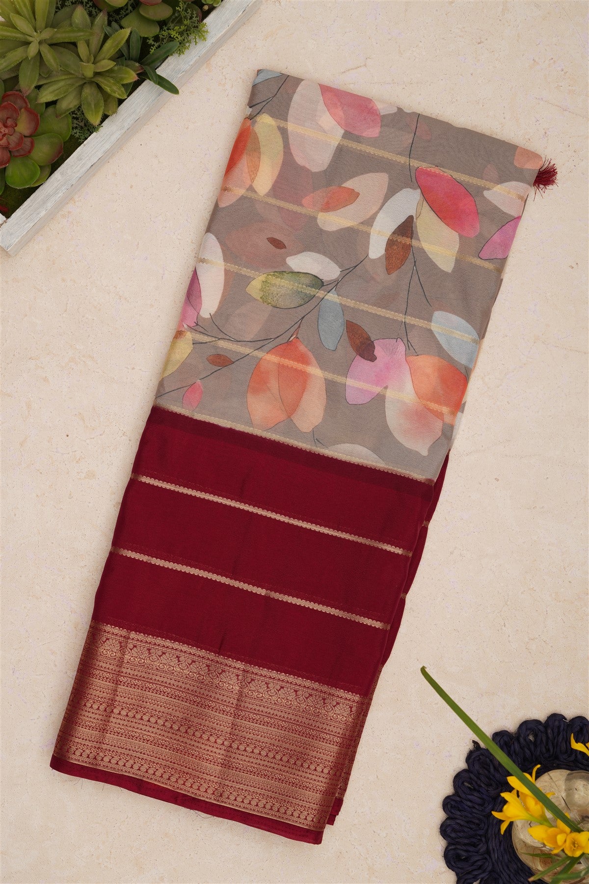 Mysore Silk Grey Saree