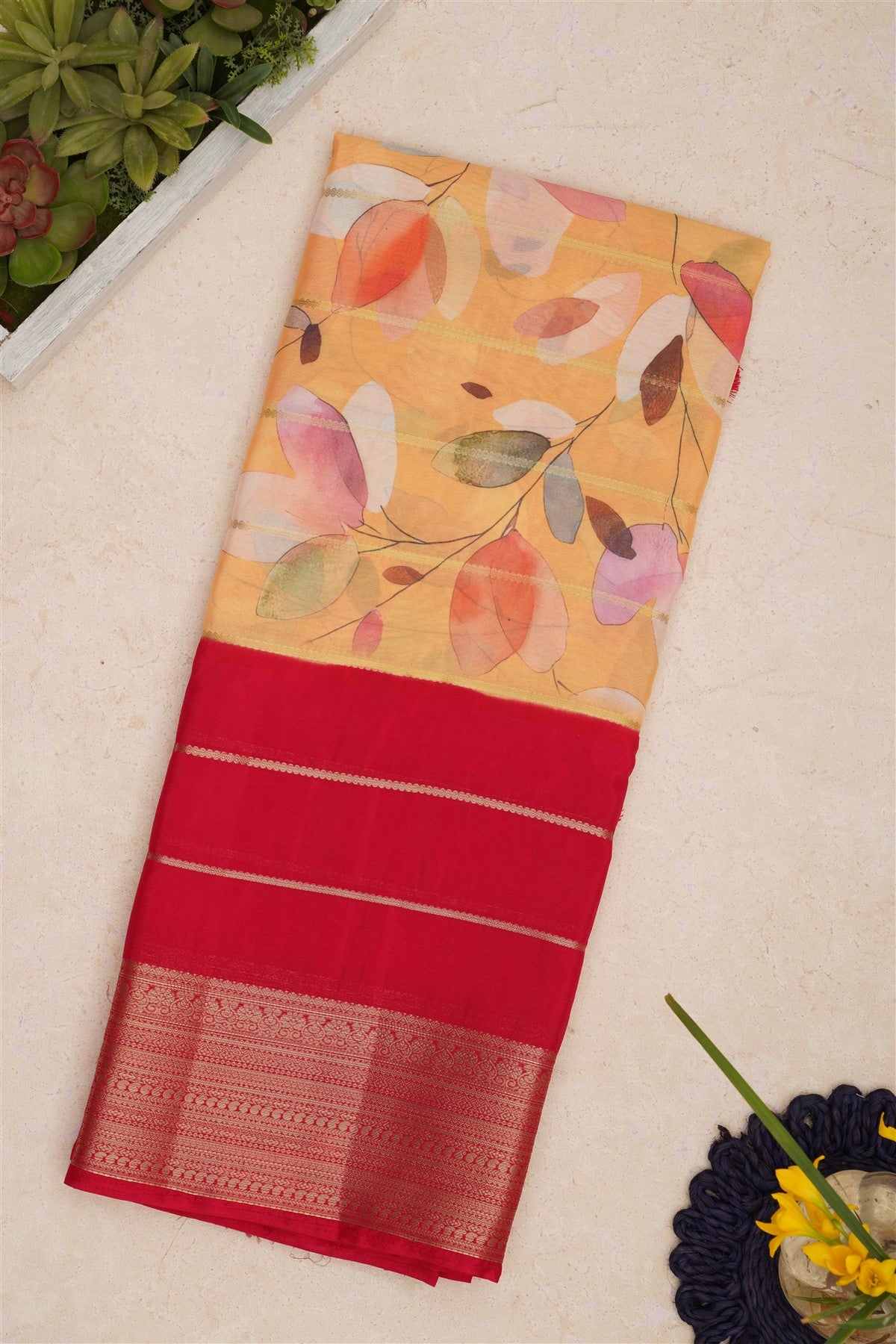 Mysore Silk Light Yellow Saree