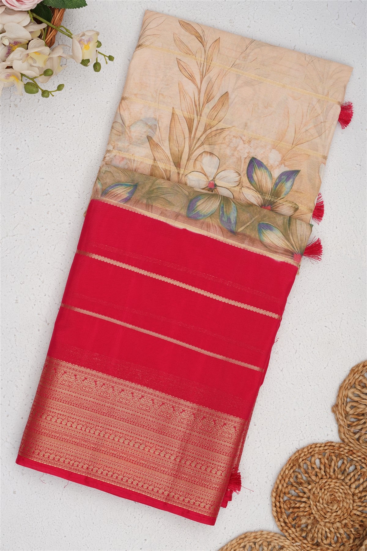 Mysore Silk Cream Saree