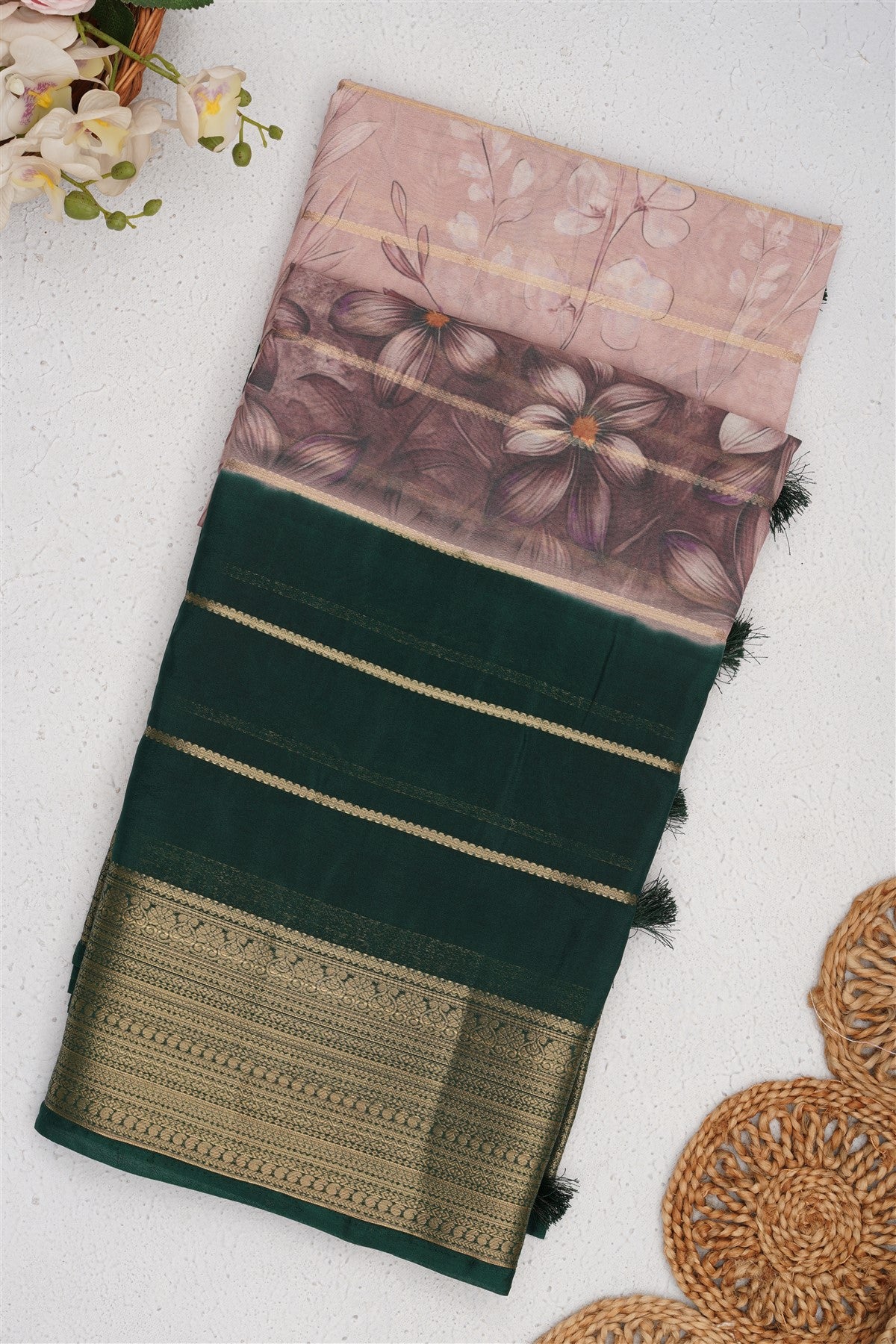 Mysore Silk Rossy Brown Saree