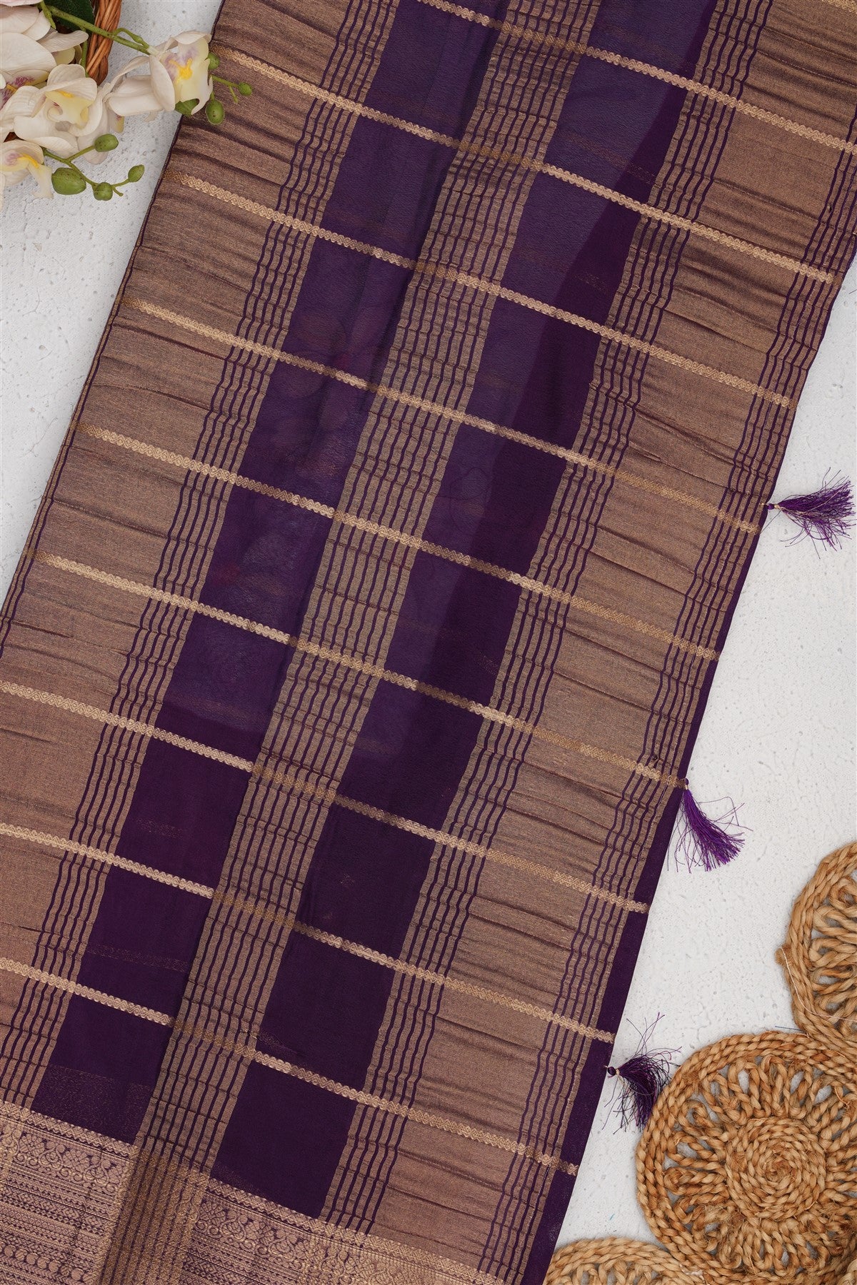 Mysore Silk Slate Blue Saree