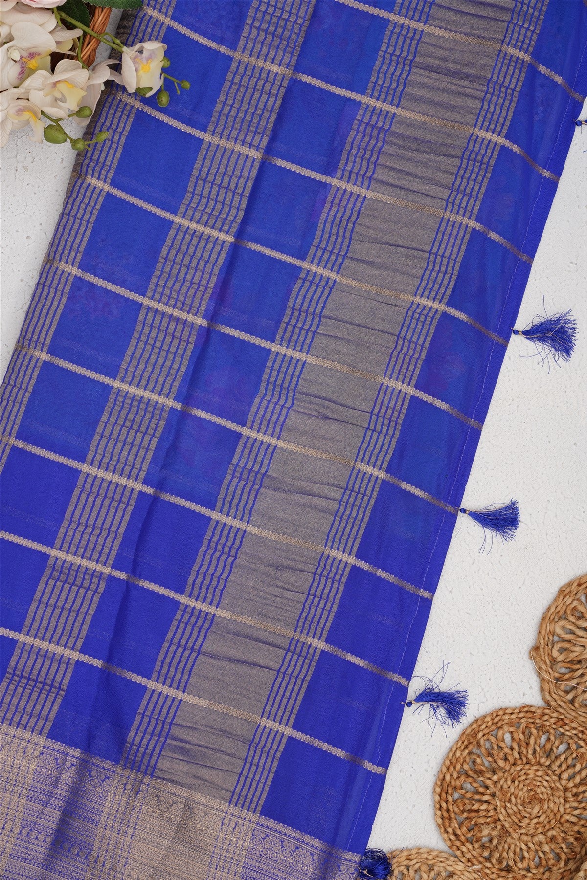 Mysore Silk Sea Blue Saree