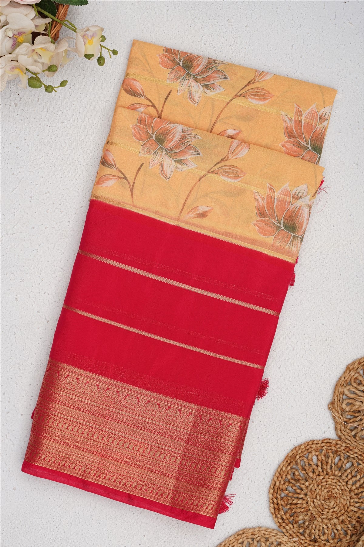 Mysore Silk Light Yellow Saree