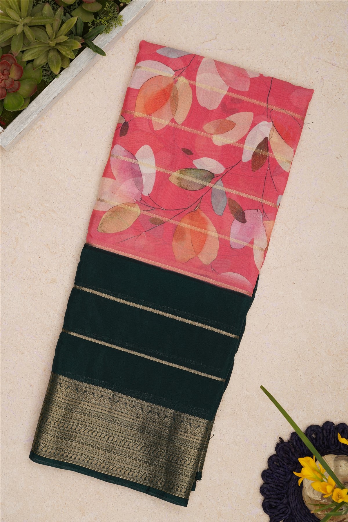 Mysore Silk Peach Saree
