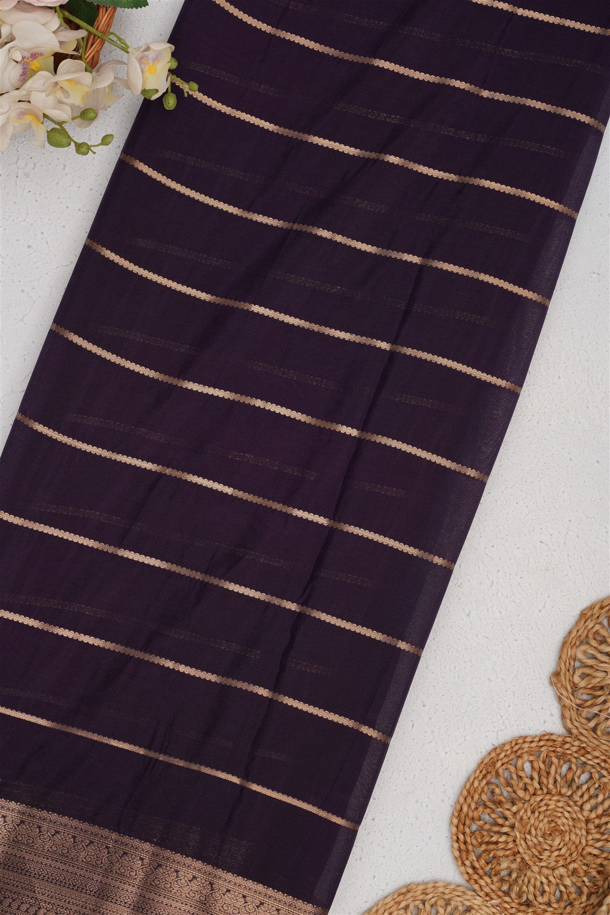 Mysore Silk Sea Blue Saree