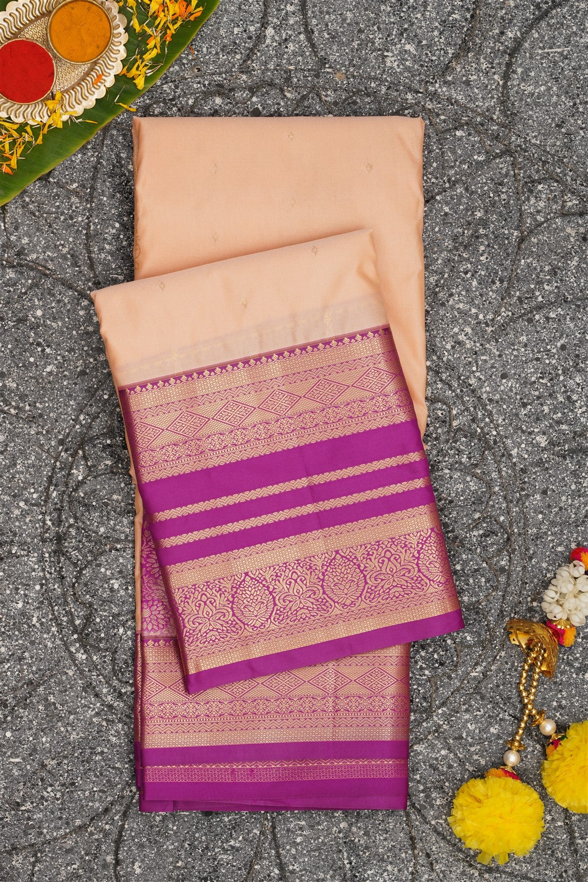 Semi Kanchipuram Silk Coral Saree