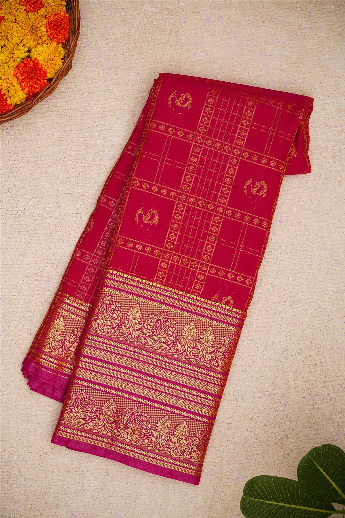 Kanchipuram Silk Dark Pink Saree