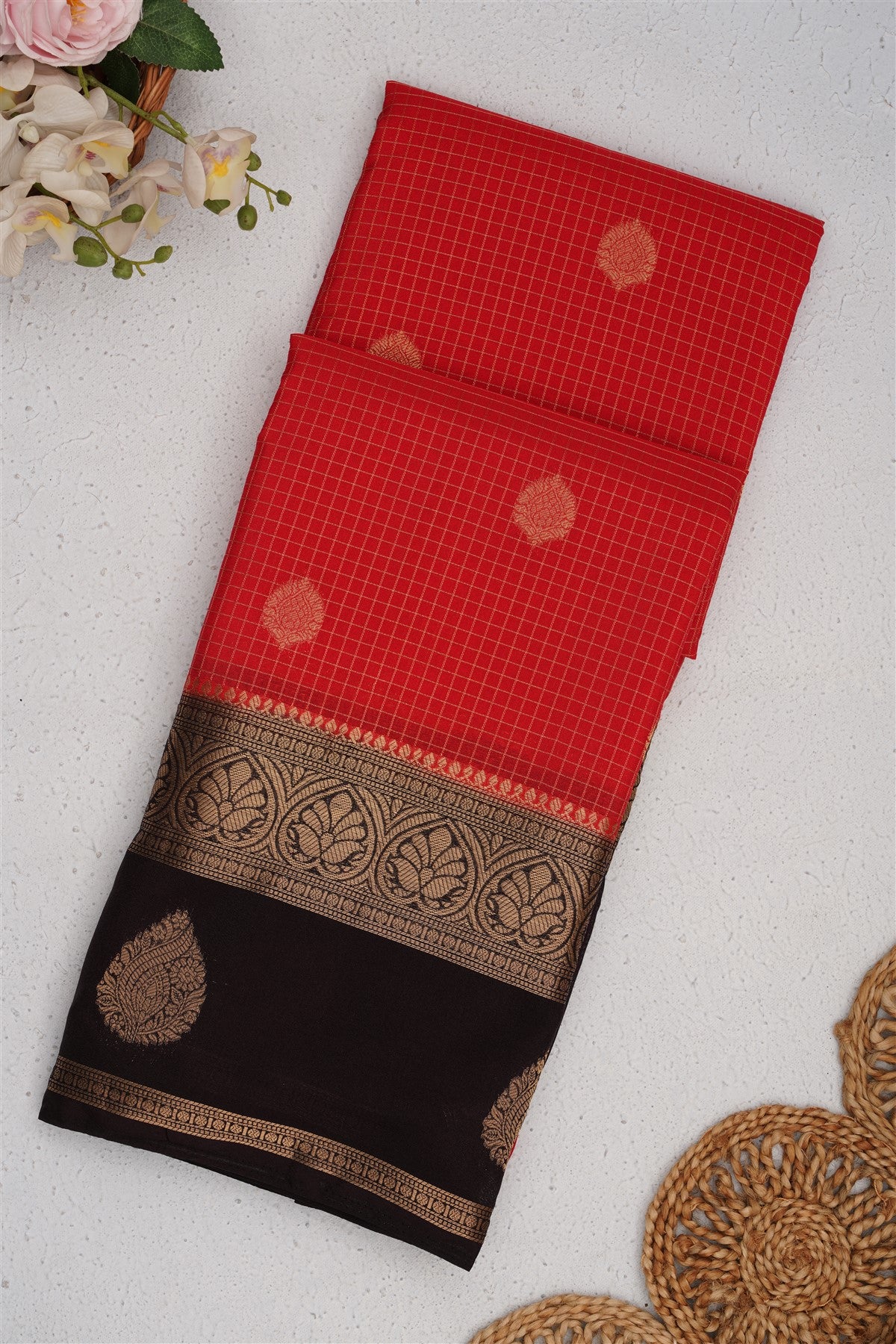 Banarasi Crepe Silk Red Saree