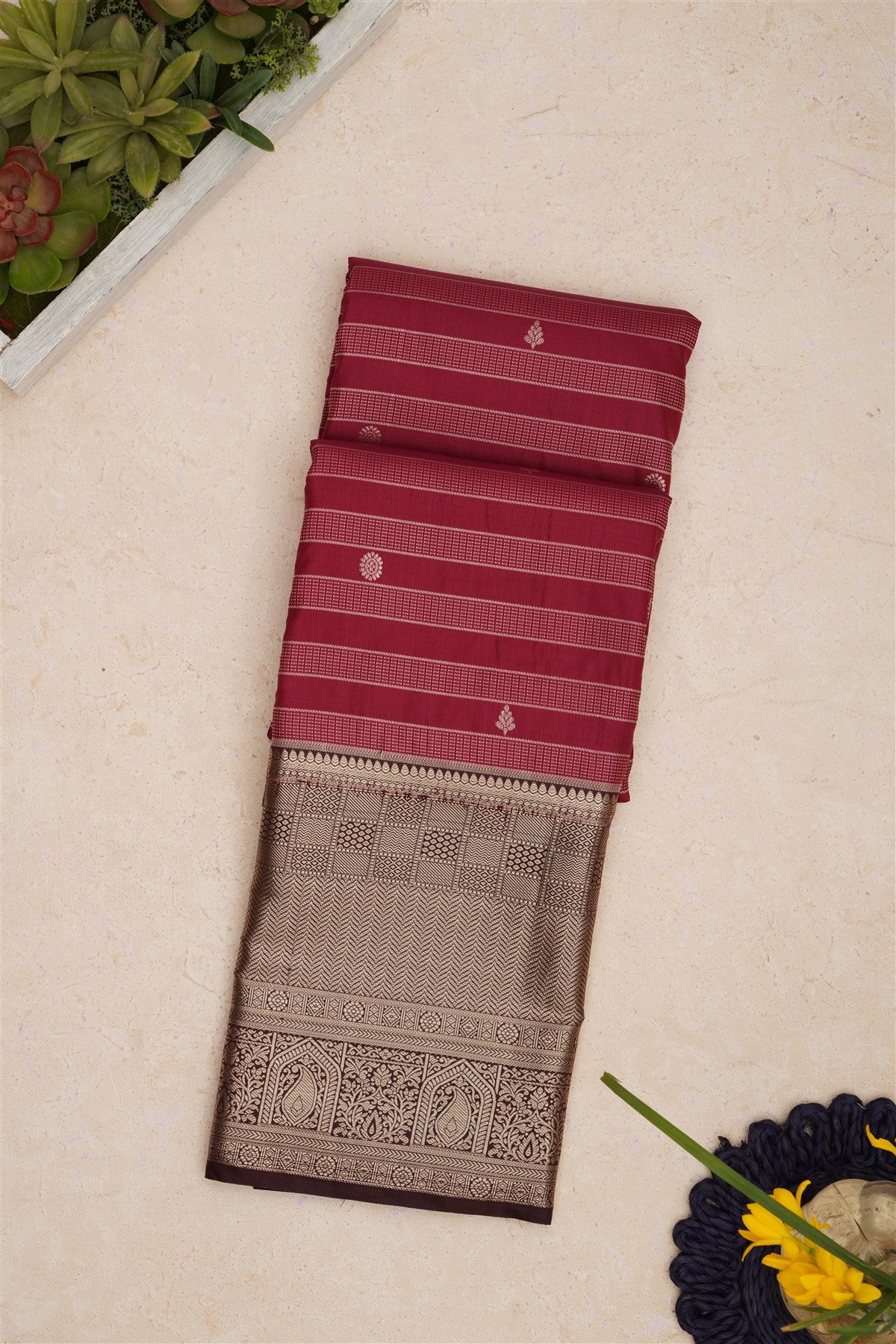 Semi Kanchipuram Silk Magenta Saree