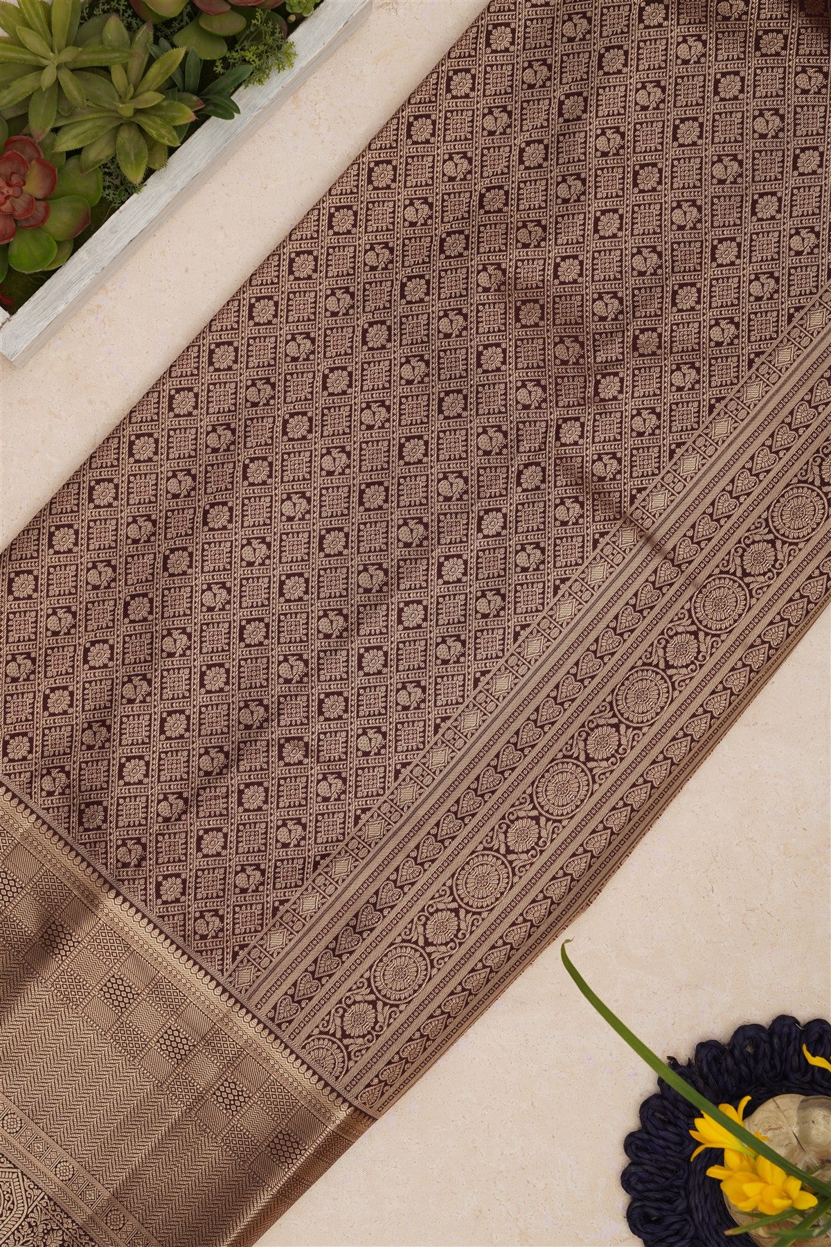 Semi Kanchipuram Silk Magenta Saree