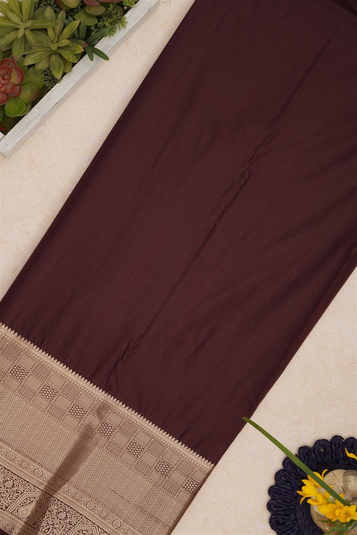 Semi Kanchipuram Silk Rust Saree