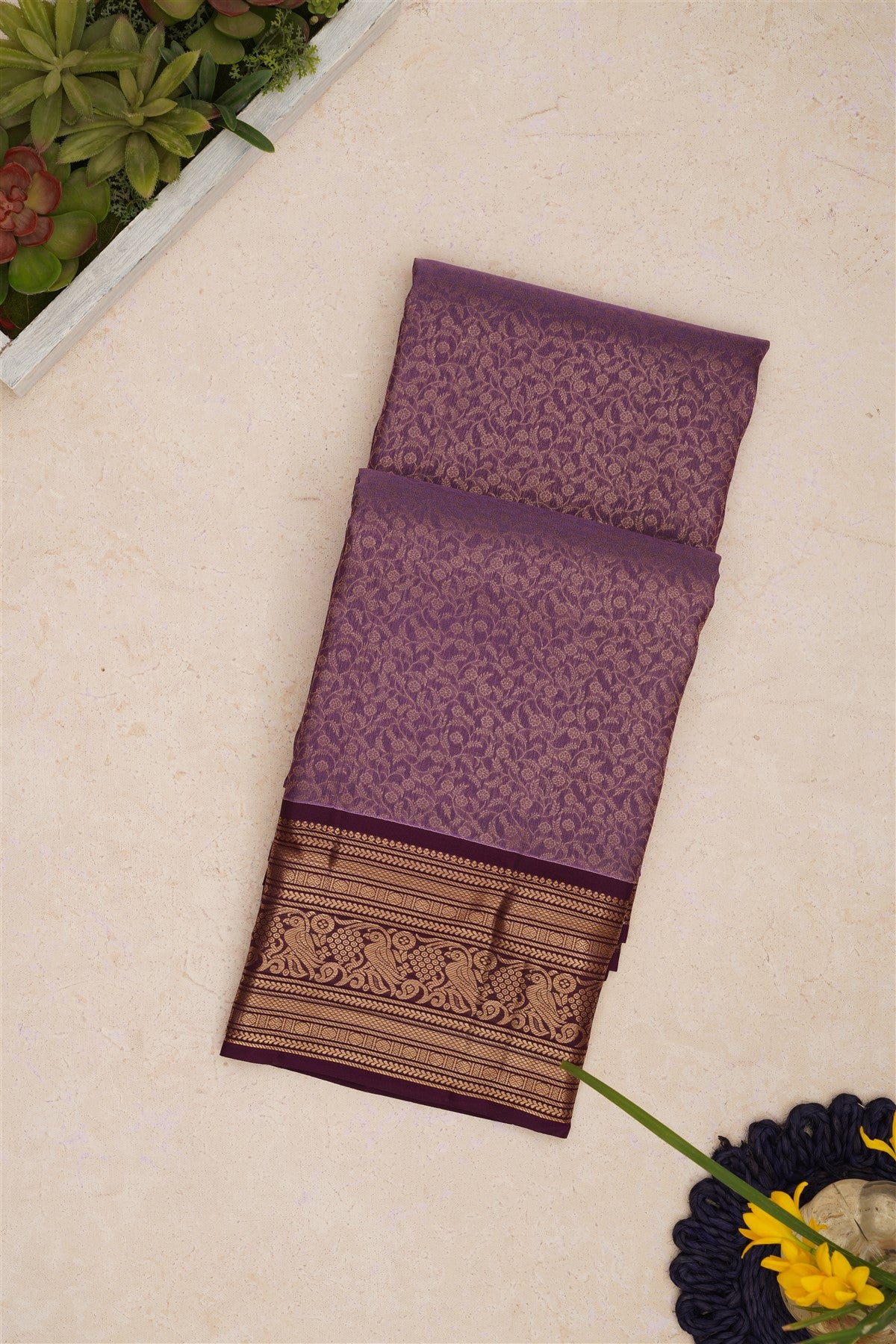 Kanchipuram Silk Lavander Saree