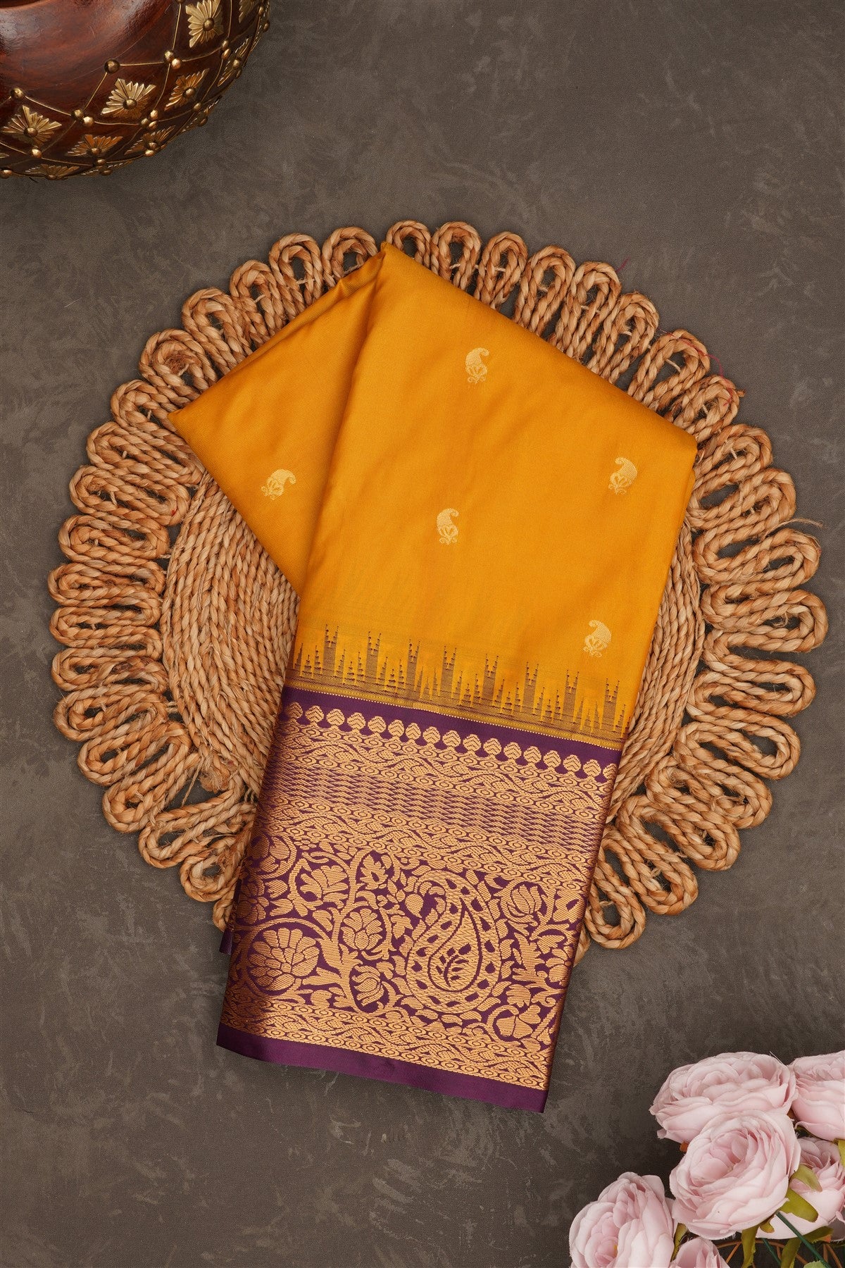 Gadwal Silk Mustard Saree