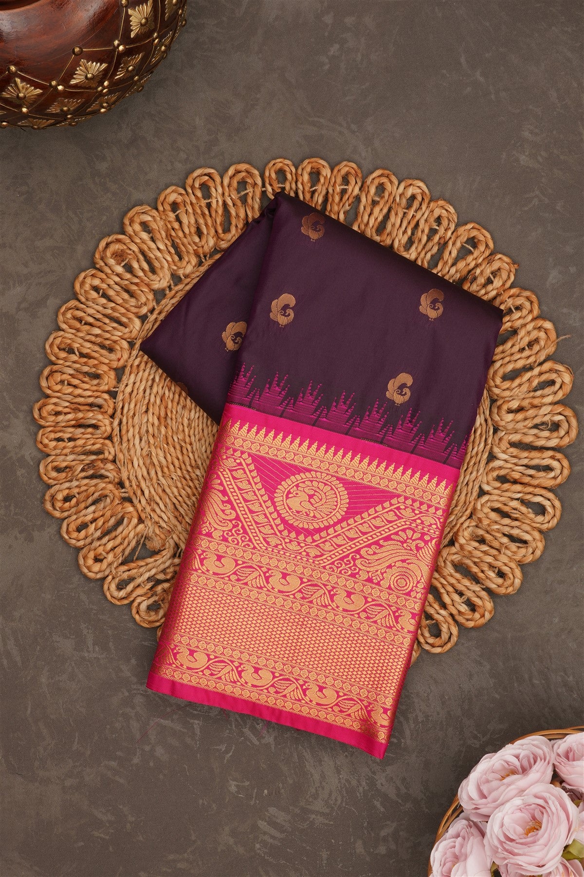 Gadwal Silk Blend Magenta Saree