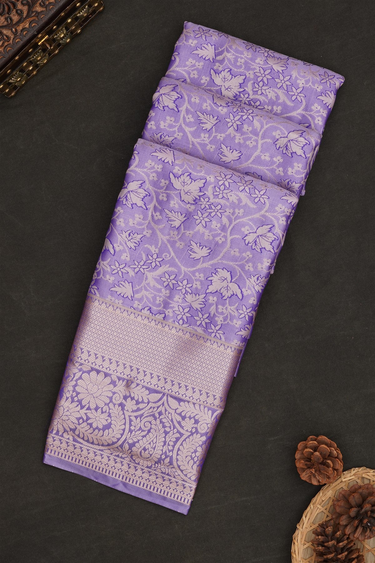 Semi Pattu Silk Blend Lavander Saree