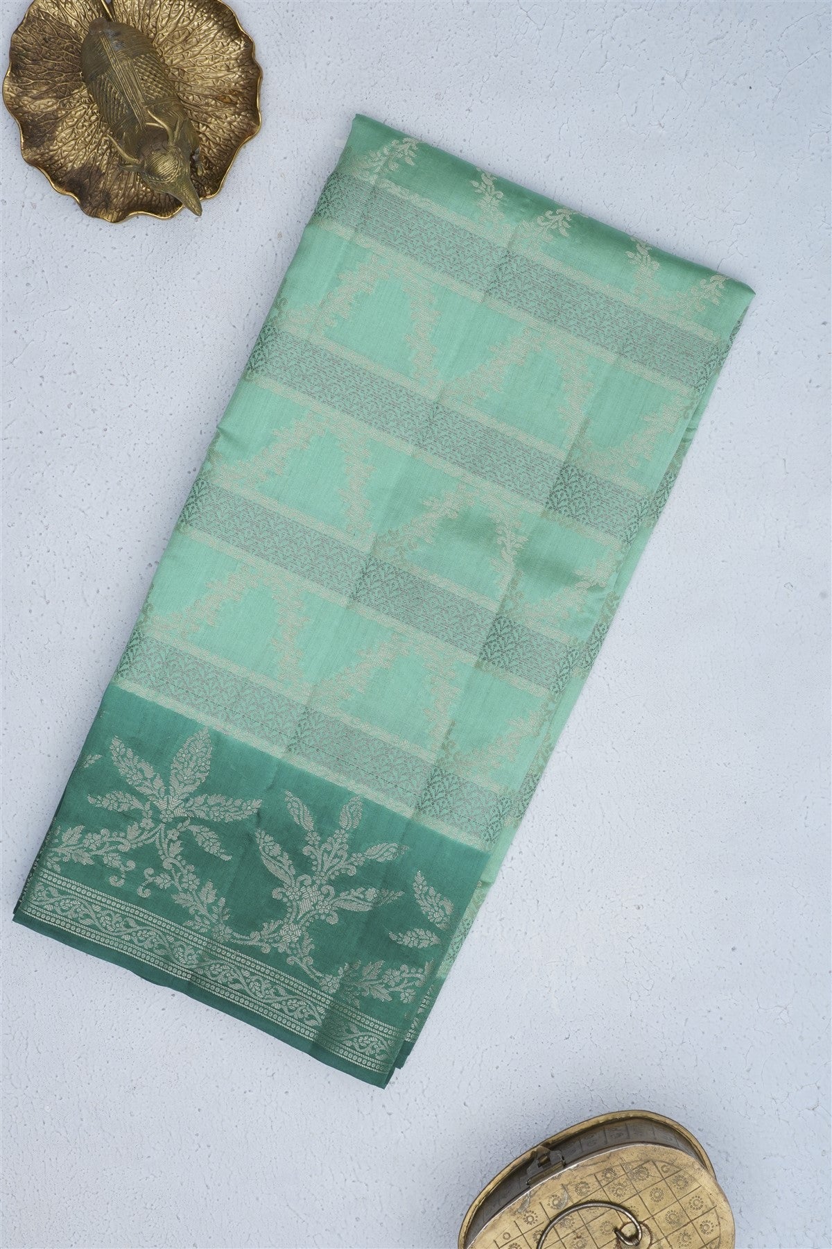 Banarasi Chiniya Silk Sea Green Saree