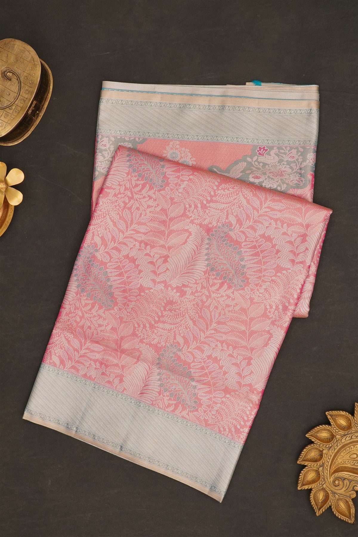 Semi Pattu Silk Blend Pink Saree