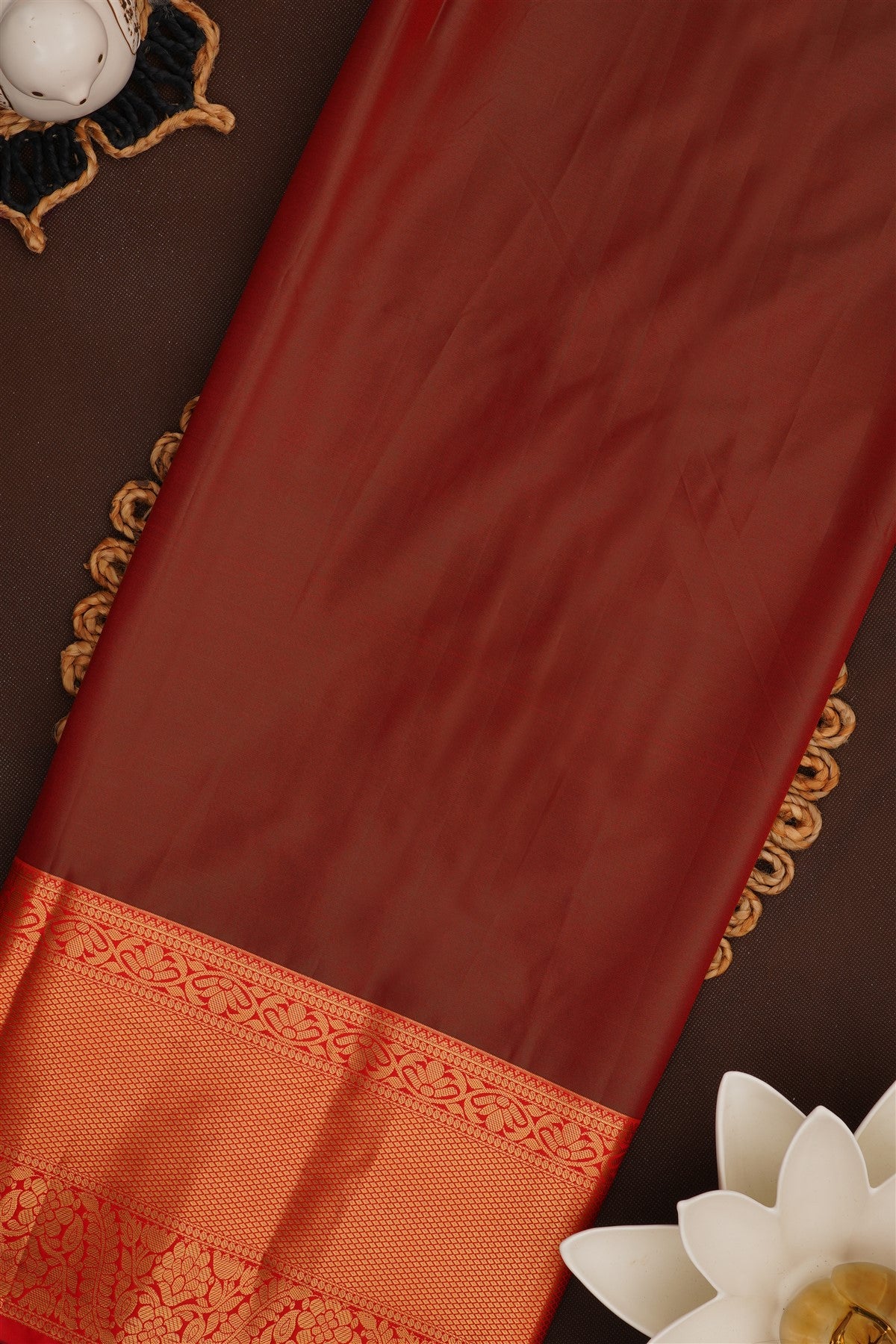 Semi Pattu Silk Blend Dark Green Saree